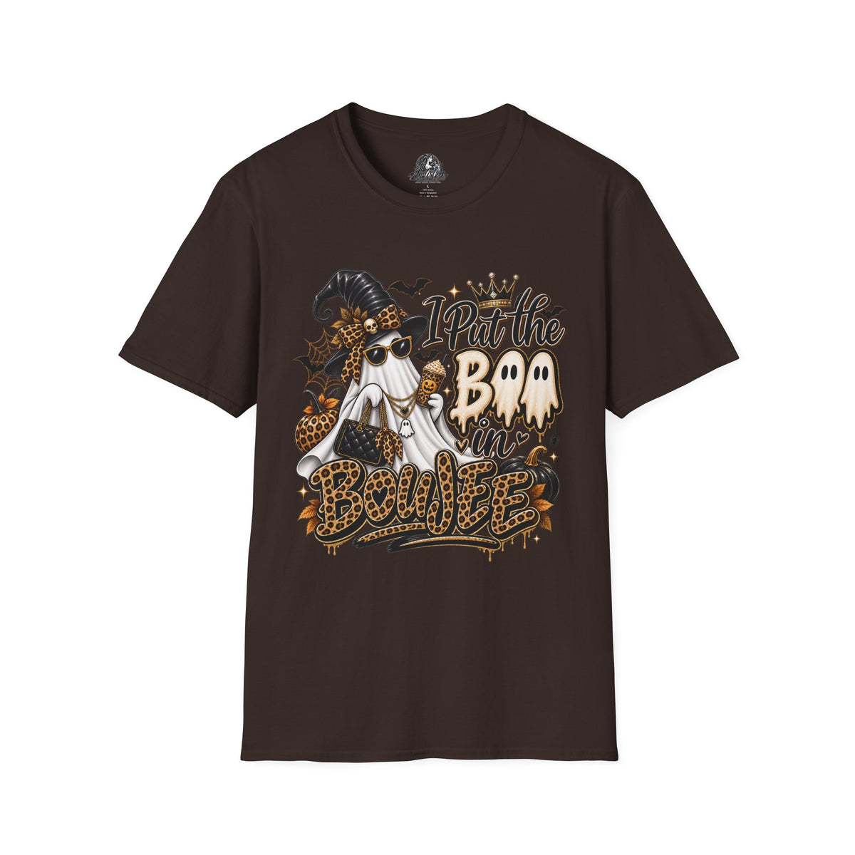 Boo in Boujee Halloween | Glam Ghost Design | Unisex Softstyle T-Shirt