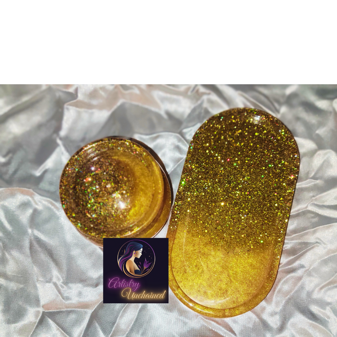 Holographic Gold Trinket Tray Set