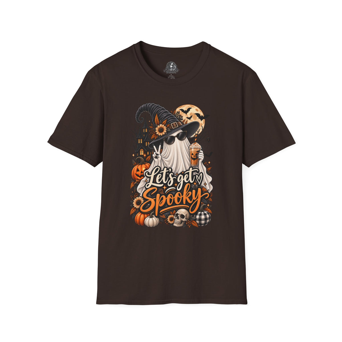 Let's Get Spooky Halloween | Glam Ghost Design | Unisex Softstyle T-Shirt