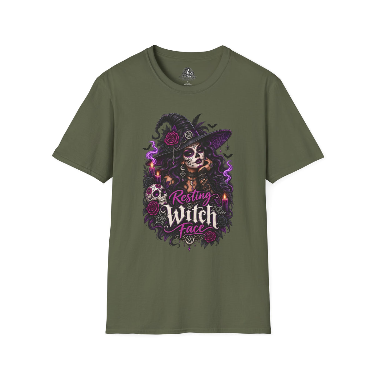 Resting Witch Face Halloween | Glam Ghost Design | Unisex Softstyle T-Shirt