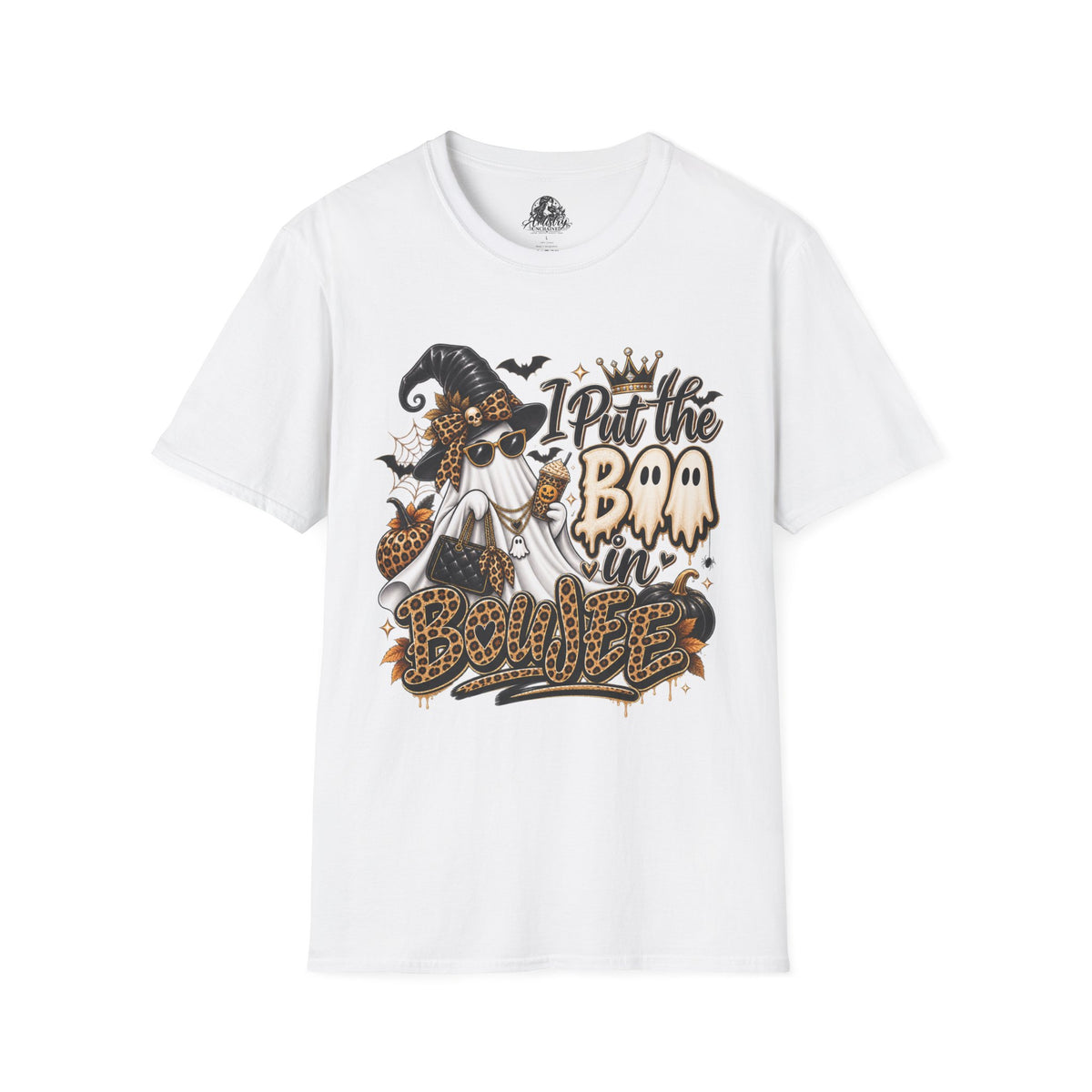 Boo in Boujee Halloween | Glam Ghost Design | Unisex Softstyle T-Shirt