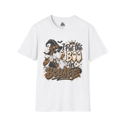 Boo in Boujee Halloween | Glam Ghost Design | Unisex Softstyle T-Shirt