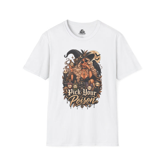Pick Your Poison Halloween | Glam Ghost Design | Unisex Softstyle T-Shirt