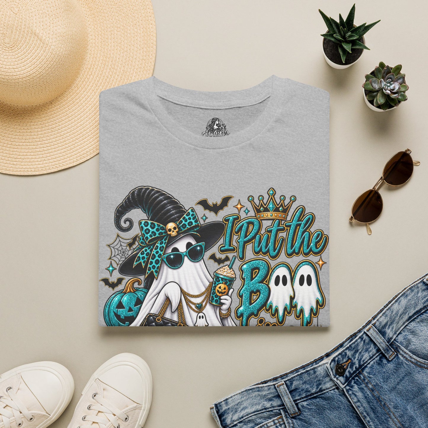 Boo in Boujee Halloween | Glam Ghost Design | Unisex Softstyle T-Shirt