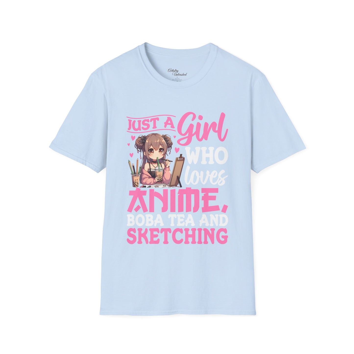 Girl Who Loves Anime White Unisex Softstyle T-Shirt