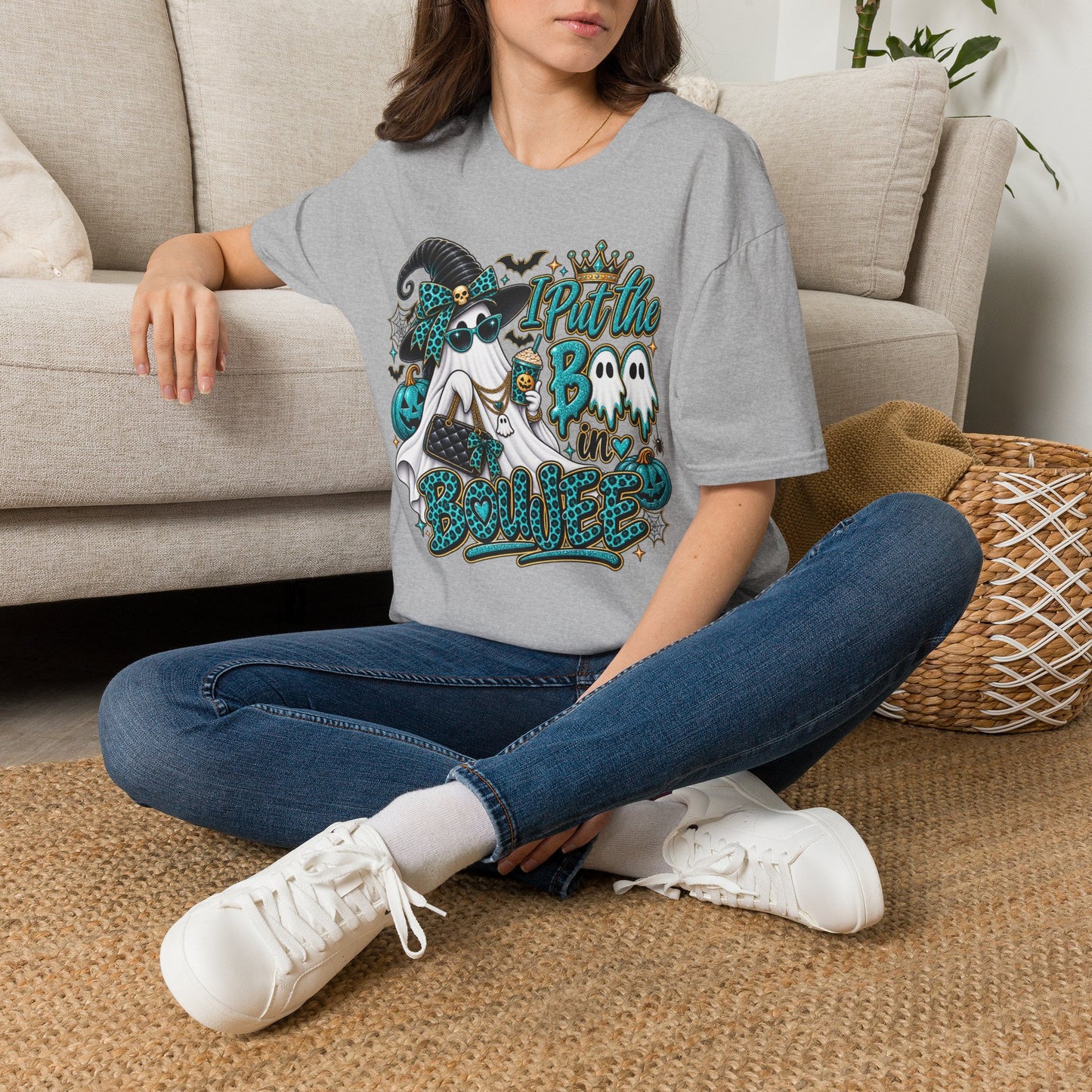 Boo in Boujee Halloween | Glam Ghost Design | Unisex Softstyle T-Shirt