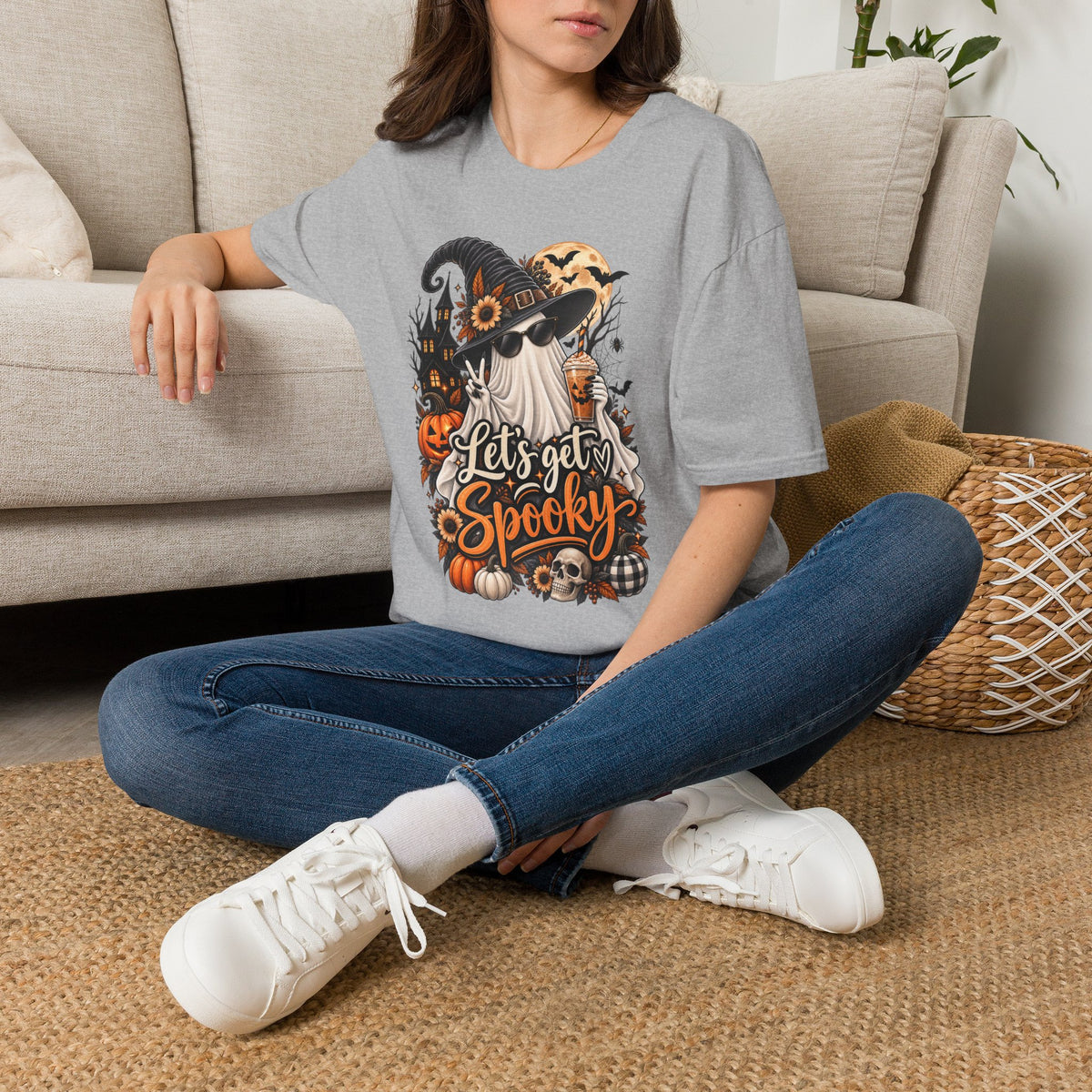 Let's Get Spooky Halloween | Glam Ghost Design | Unisex Softstyle T-Shirt