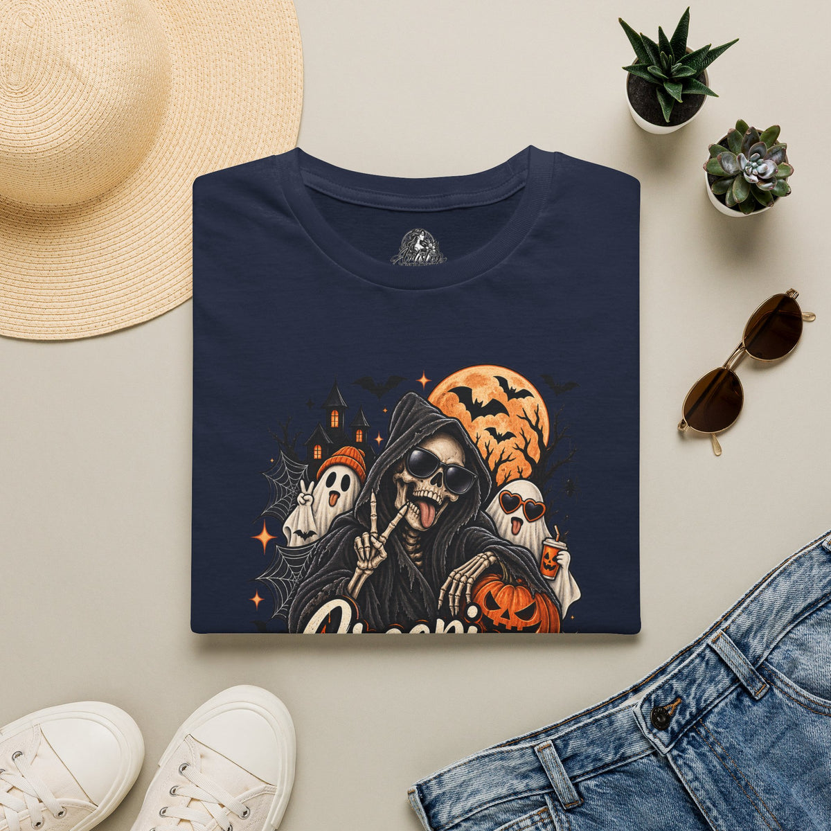 Creepin it Real Halloween | Glam Ghost Design | Unisex Softstyle T-Shirt