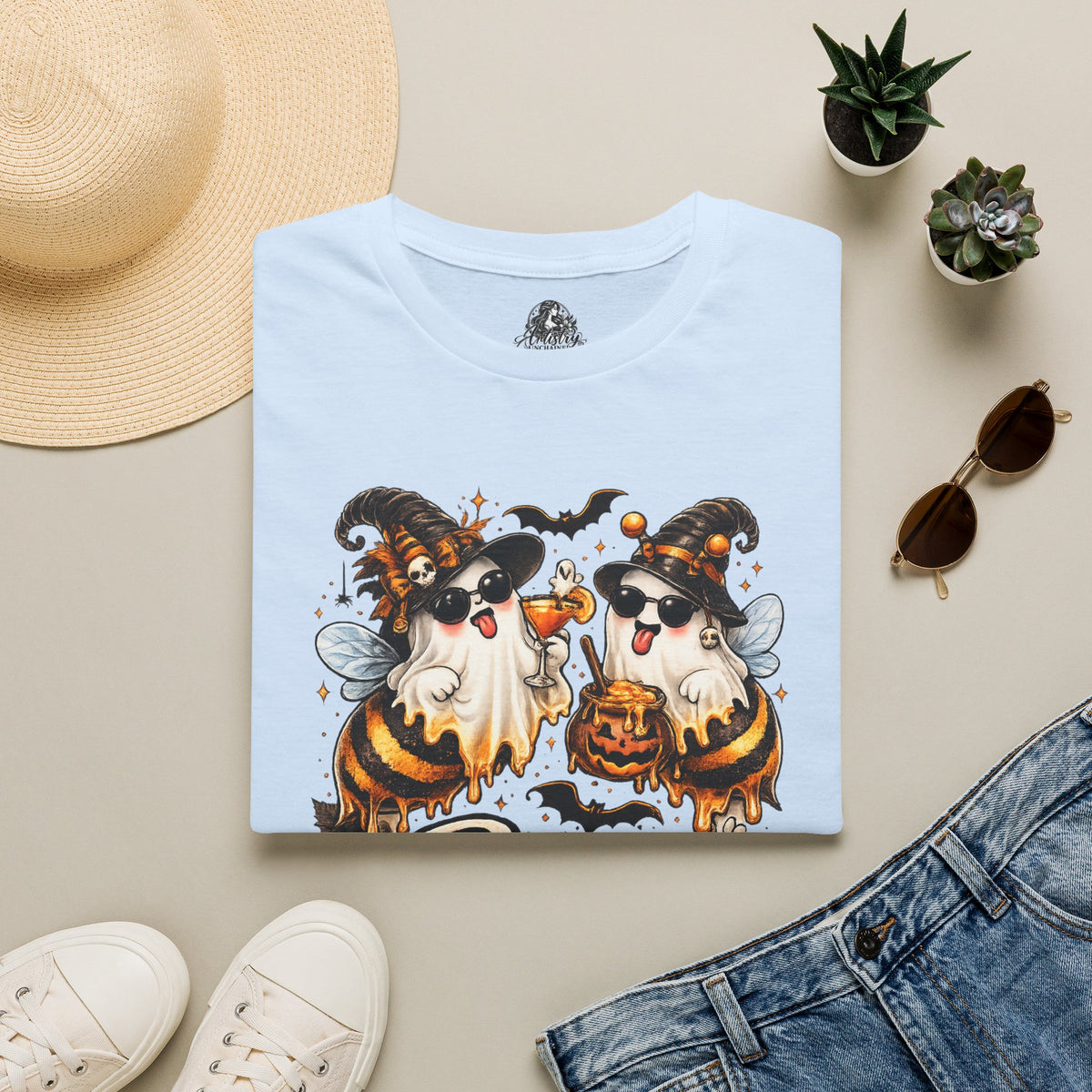 Boo Bees Halloween | Glam Ghost Design | Unisex Softstyle T-Shirt