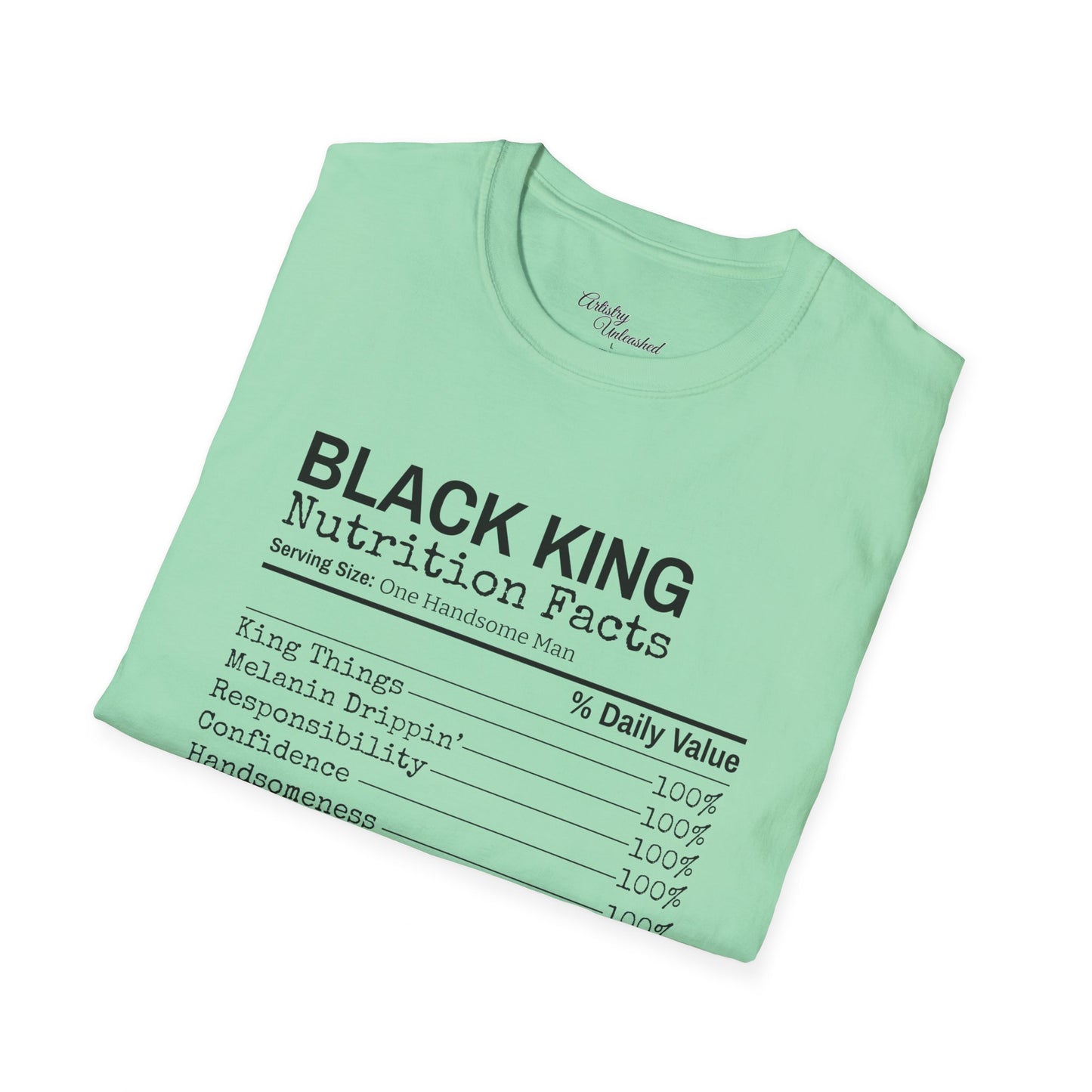 Black King Nutrition Facts Unisex Softstyle T-Shirt