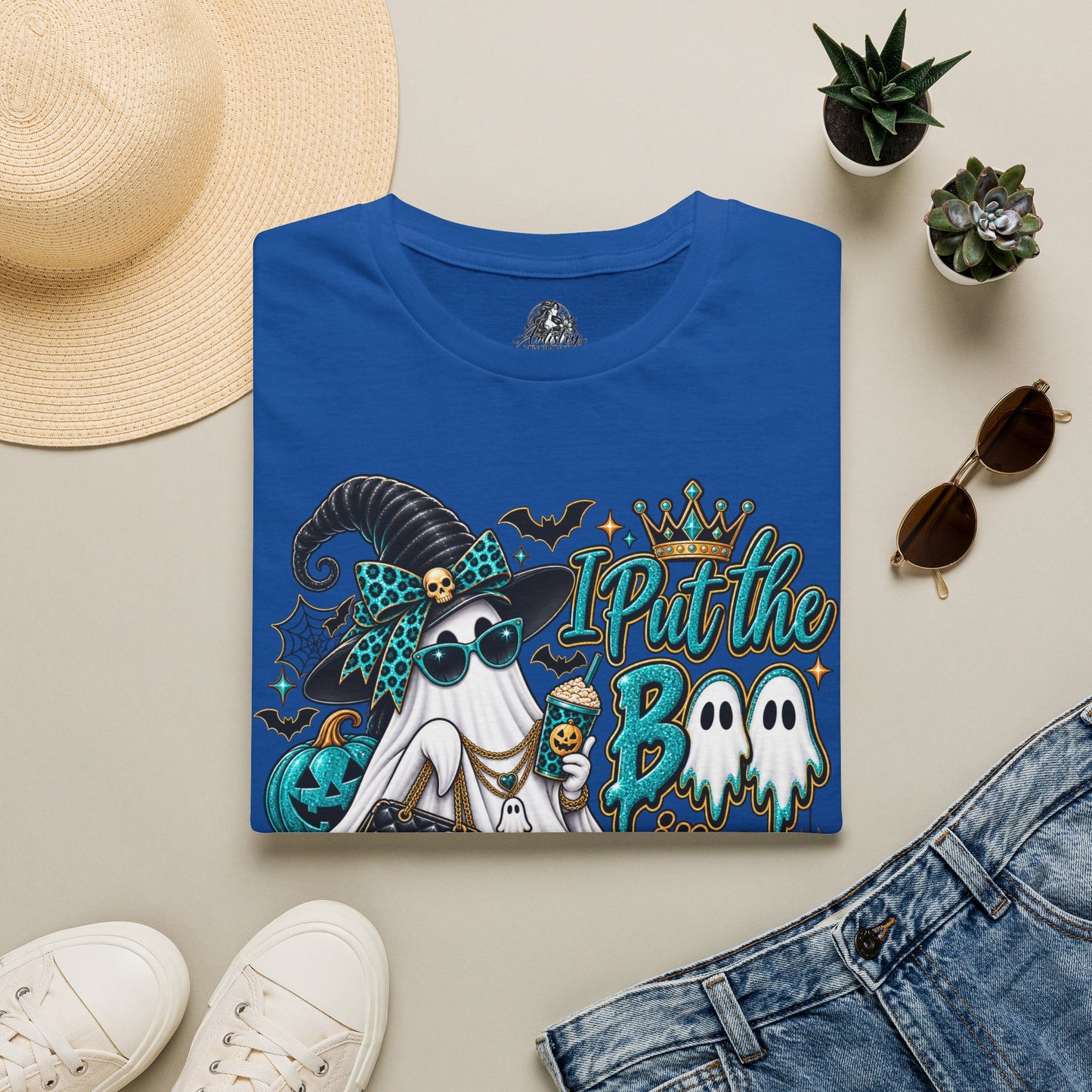 Boo in Boujee Halloween | Glam Ghost Design | Unisex Softstyle T-Shirt