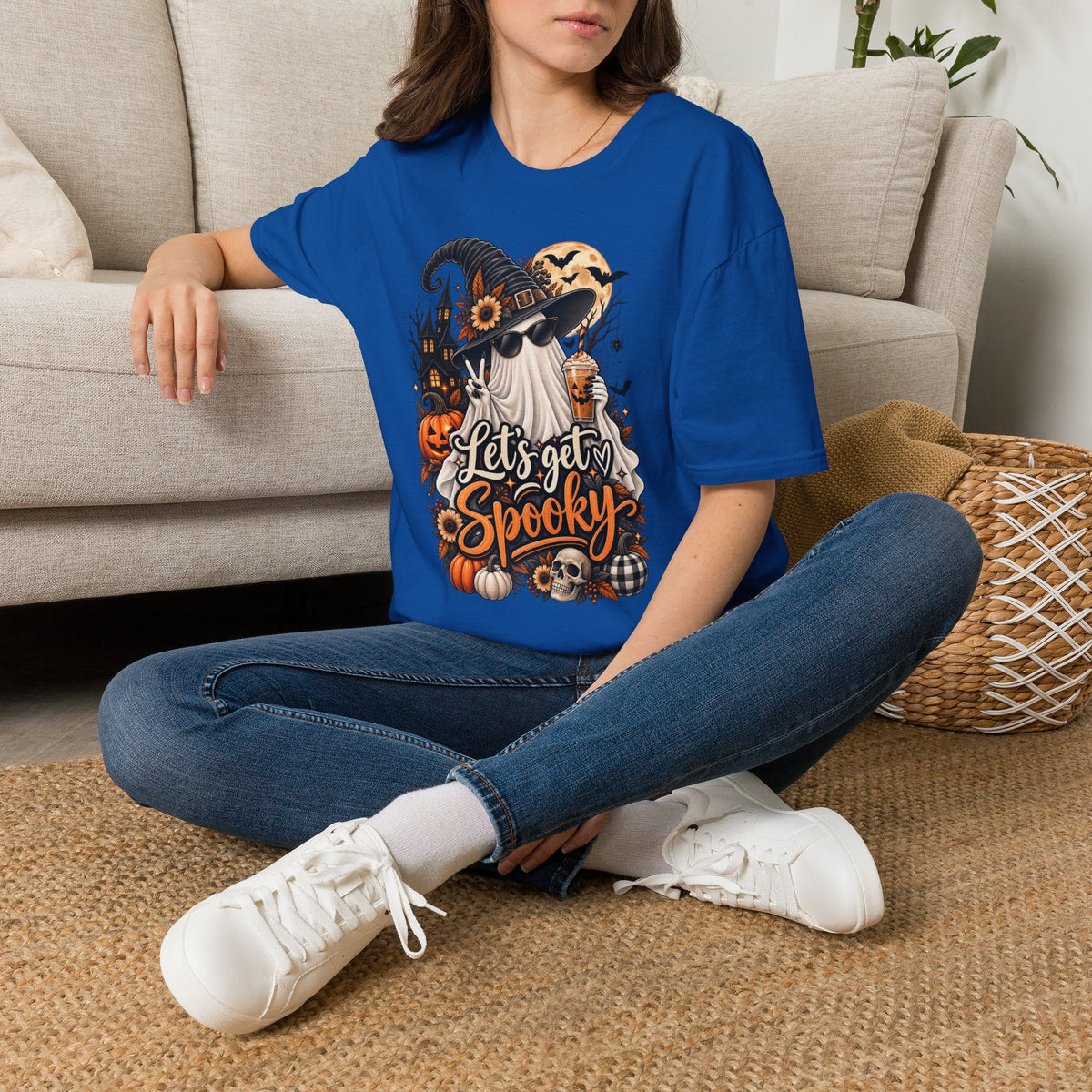 Let's Get Spooky Halloween | Glam Ghost Design | Unisex Softstyle T-Shirt