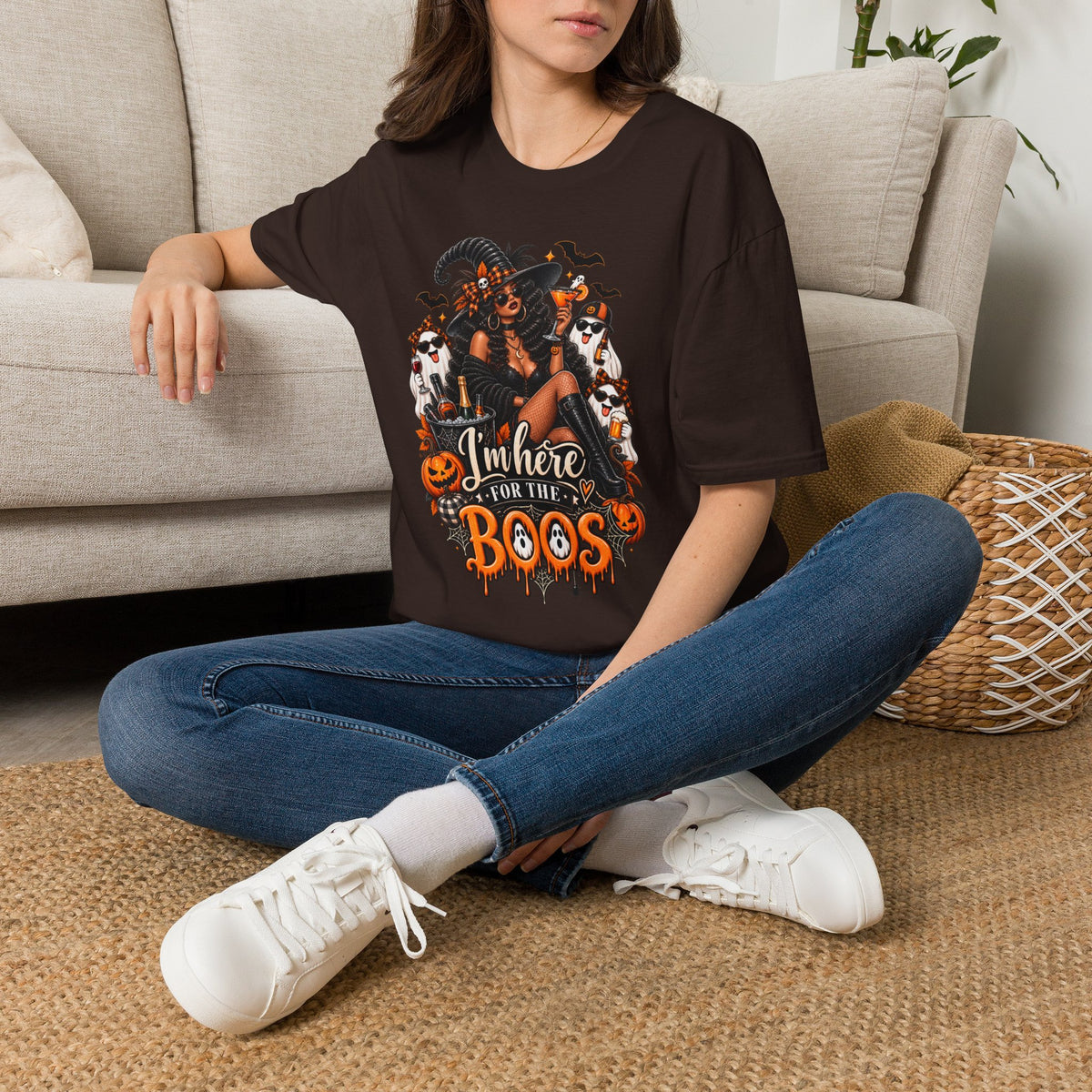 Here for the Boos Halloween | Glam Ghost Design | Unisex Softstyle T-Shirt