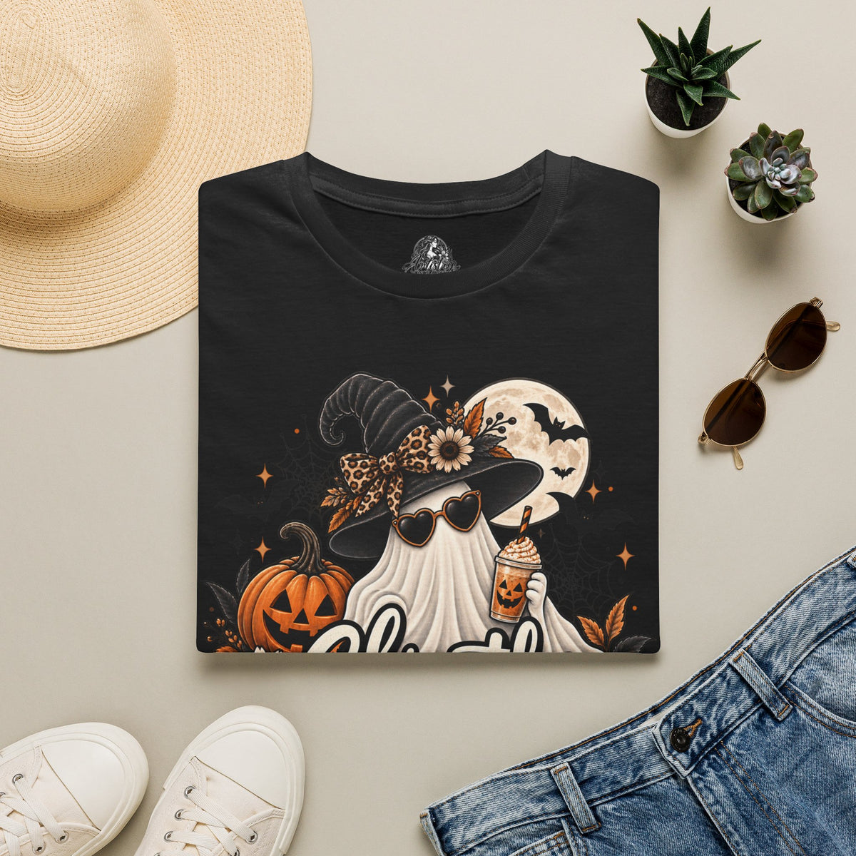Ghostly Greetings Halloween | Glam Ghost Design | Unisex Softstyle T-Shirt