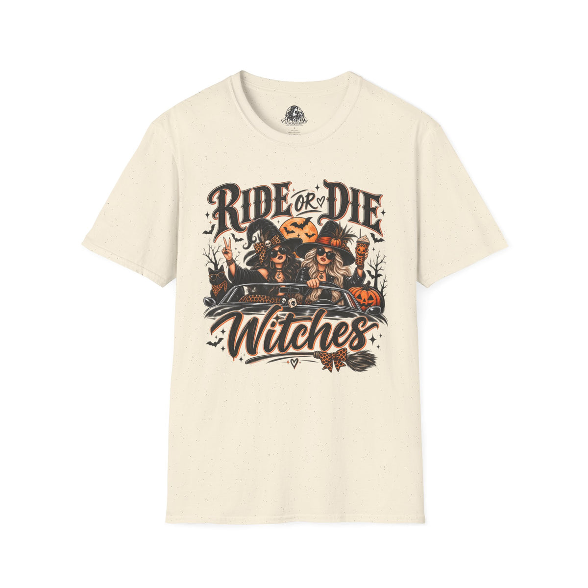 Ride or Die Witches Halloween | Glam Ghost Design | Unisex Softstyle T-Shirt
