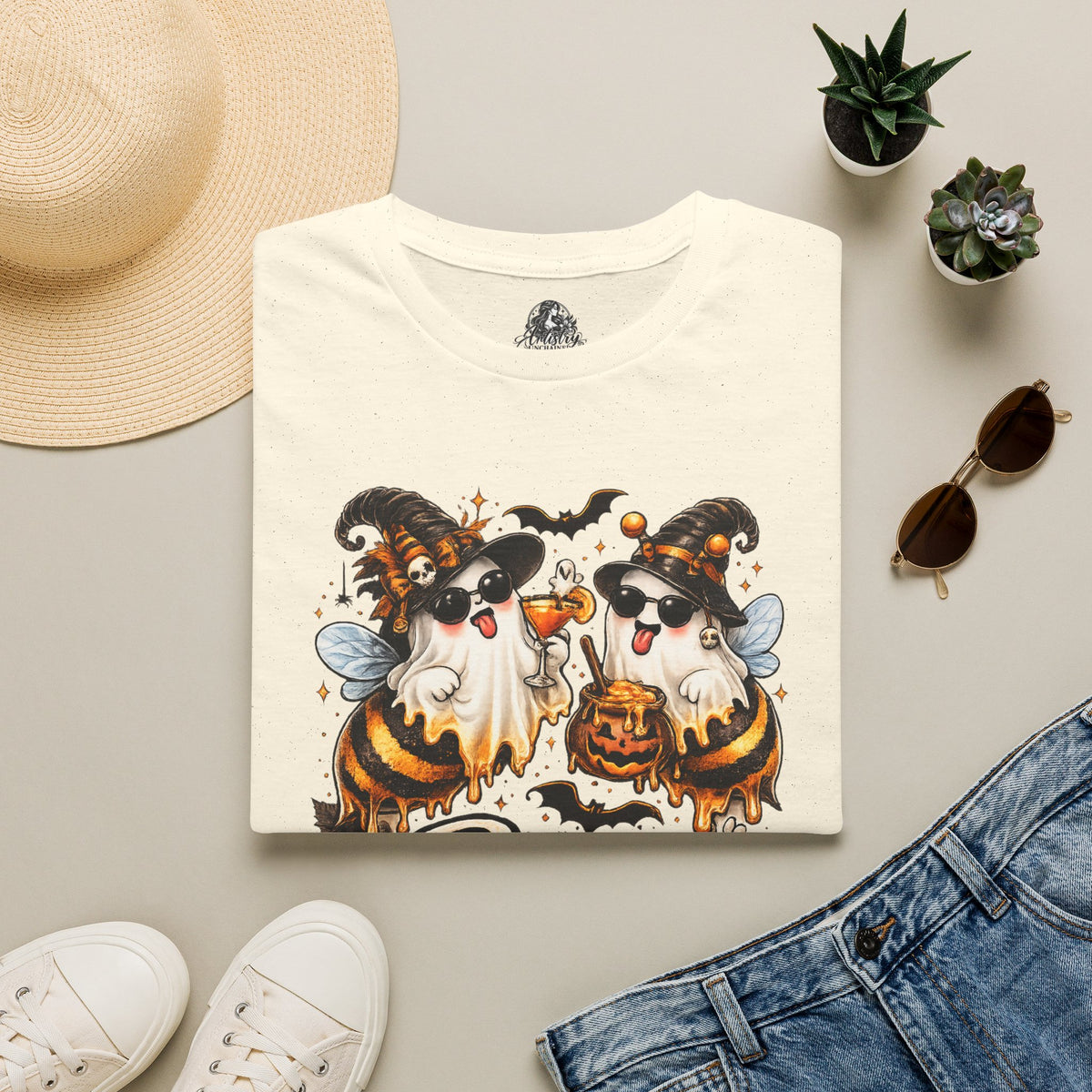 Boo Bees Halloween | Glam Ghost Design | Unisex Softstyle T-Shirt