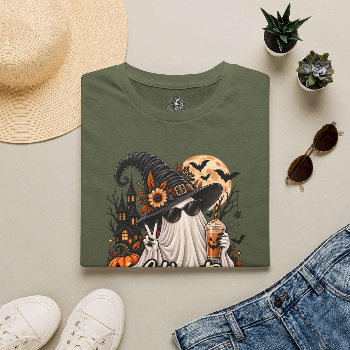 Let's Get Spooky Halloween | Glam Ghost Design | Unisex Softstyle T-Shirt
