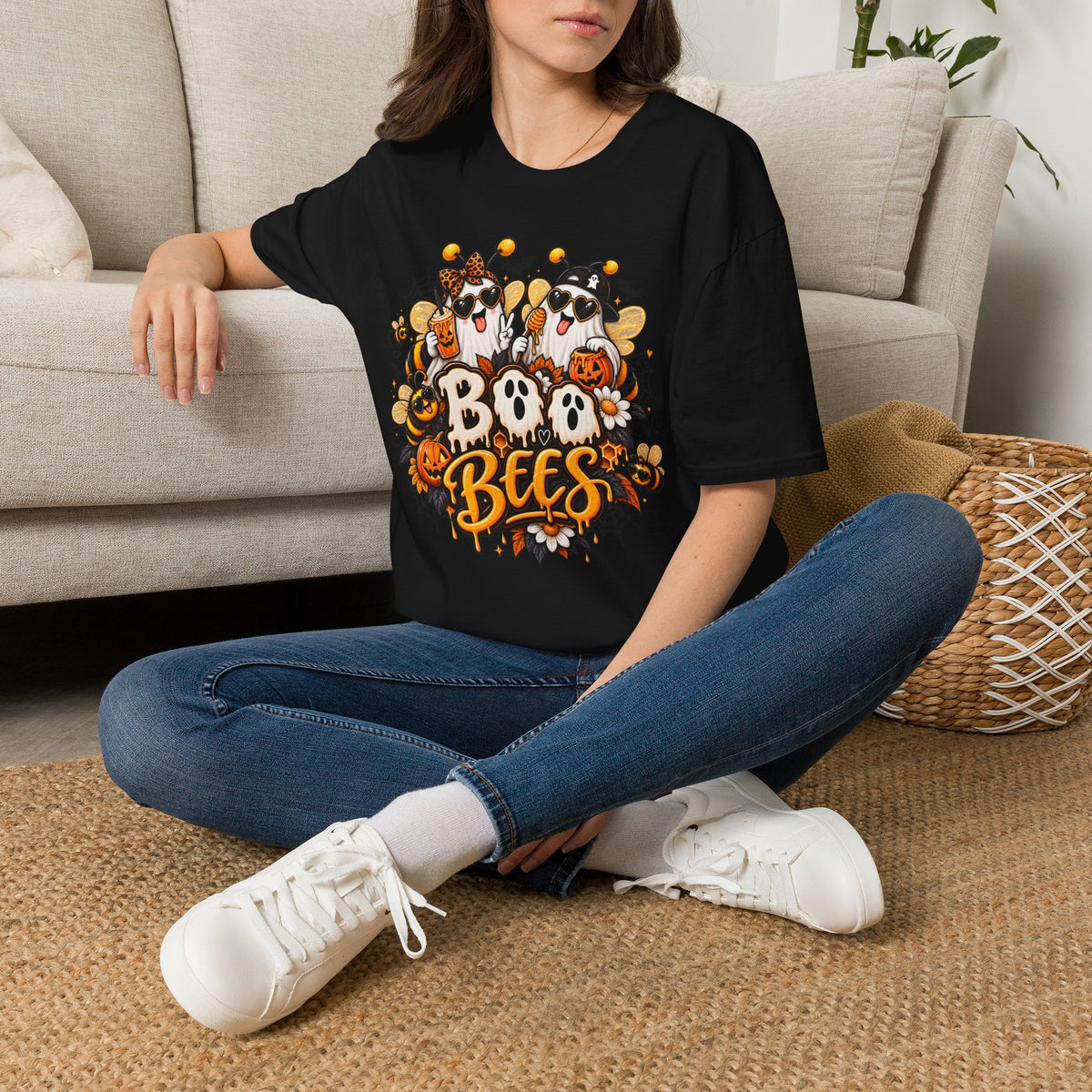 Boo Bees Halloween | Glam Ghost Design | Unisex Softstyle T-Shirt