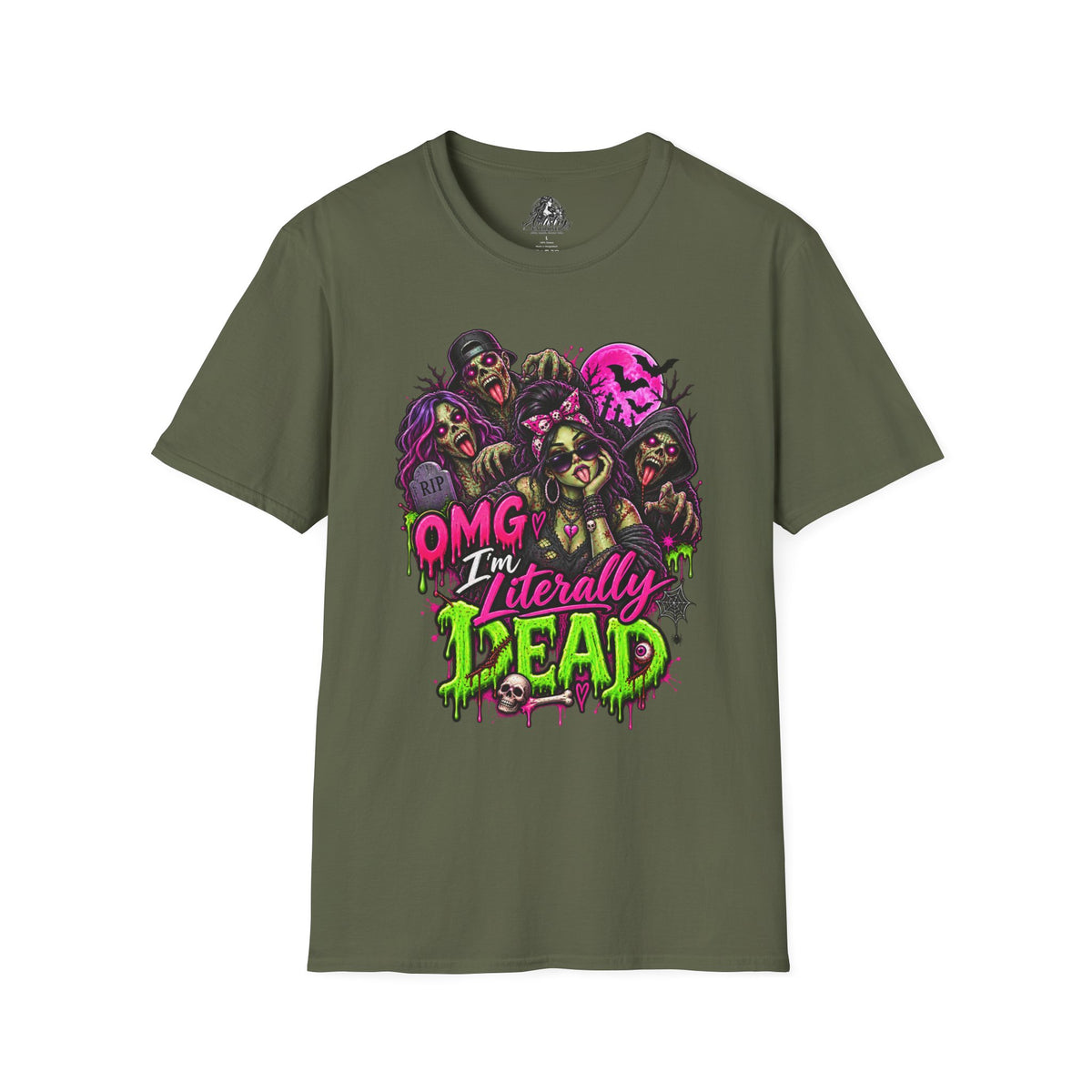 Literally Dead Halloween | Glam Ghost Design | Unisex Softstyle T-Shirt