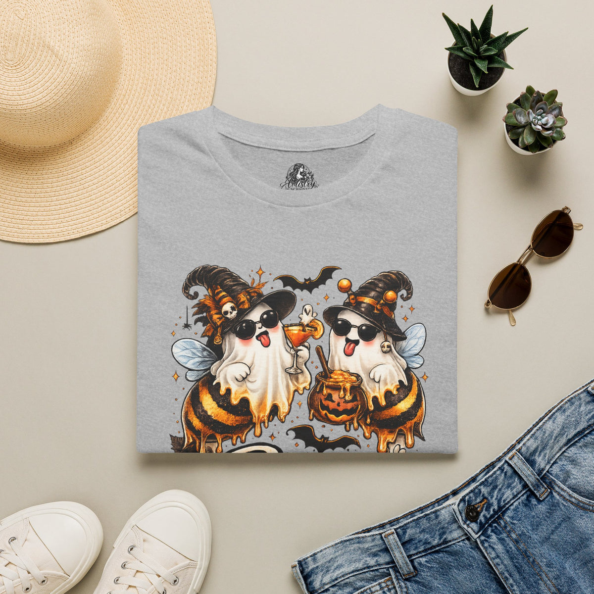 Boo Bees Halloween | Glam Ghost Design | Unisex Softstyle T-Shirt