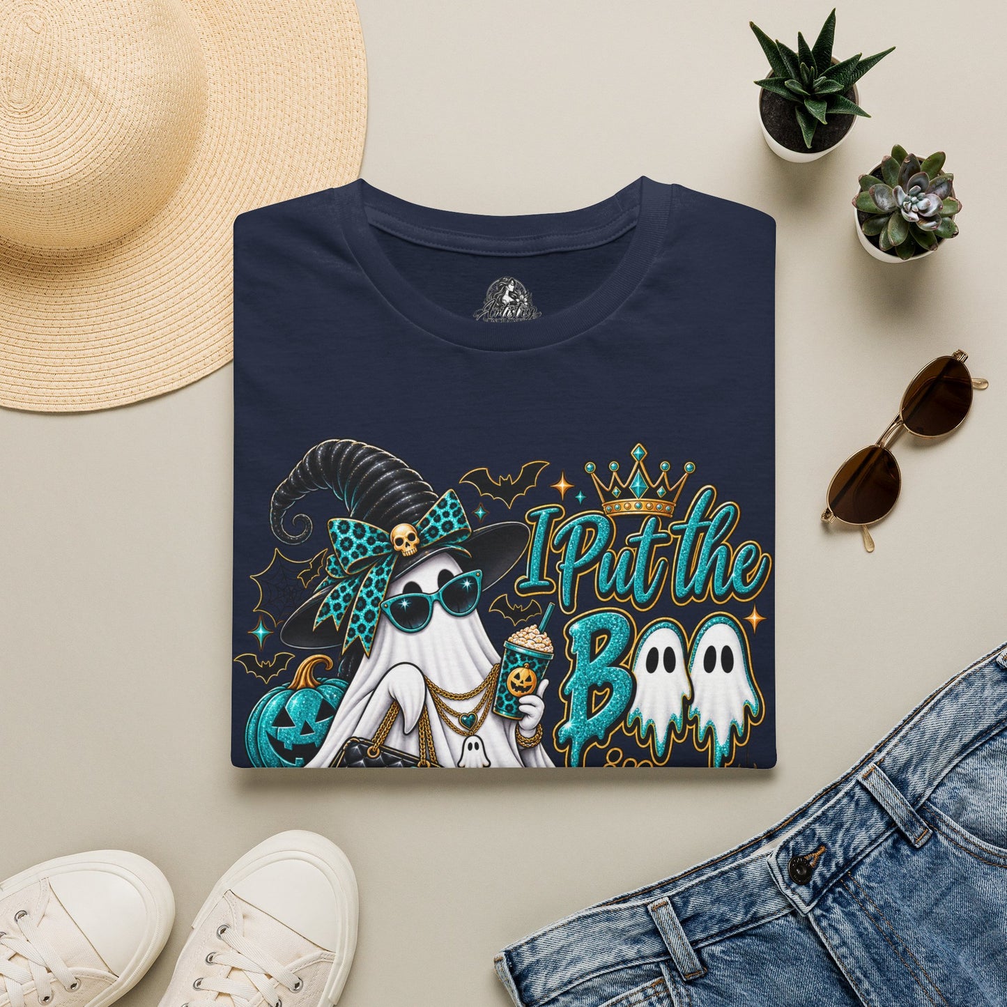 Boo in Boujee Halloween | Glam Ghost Design | Unisex Softstyle T-Shirt