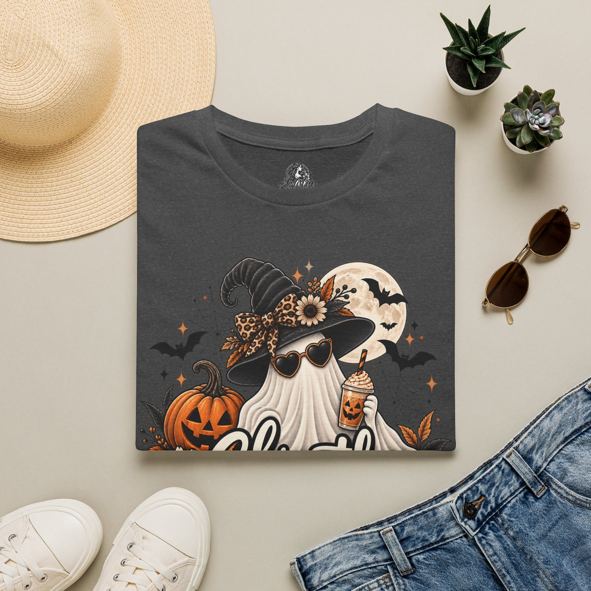 Ghostly Greetings Halloween | Glam Ghost Design | Unisex Softstyle T-Shirt
