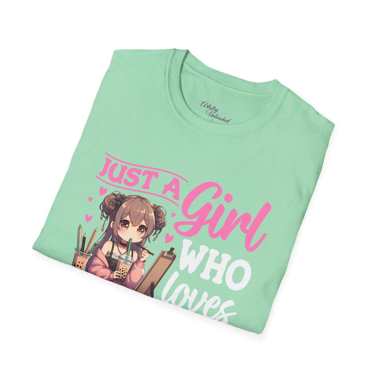 Girl Who Loves Anime White Unisex Softstyle T-Shirt