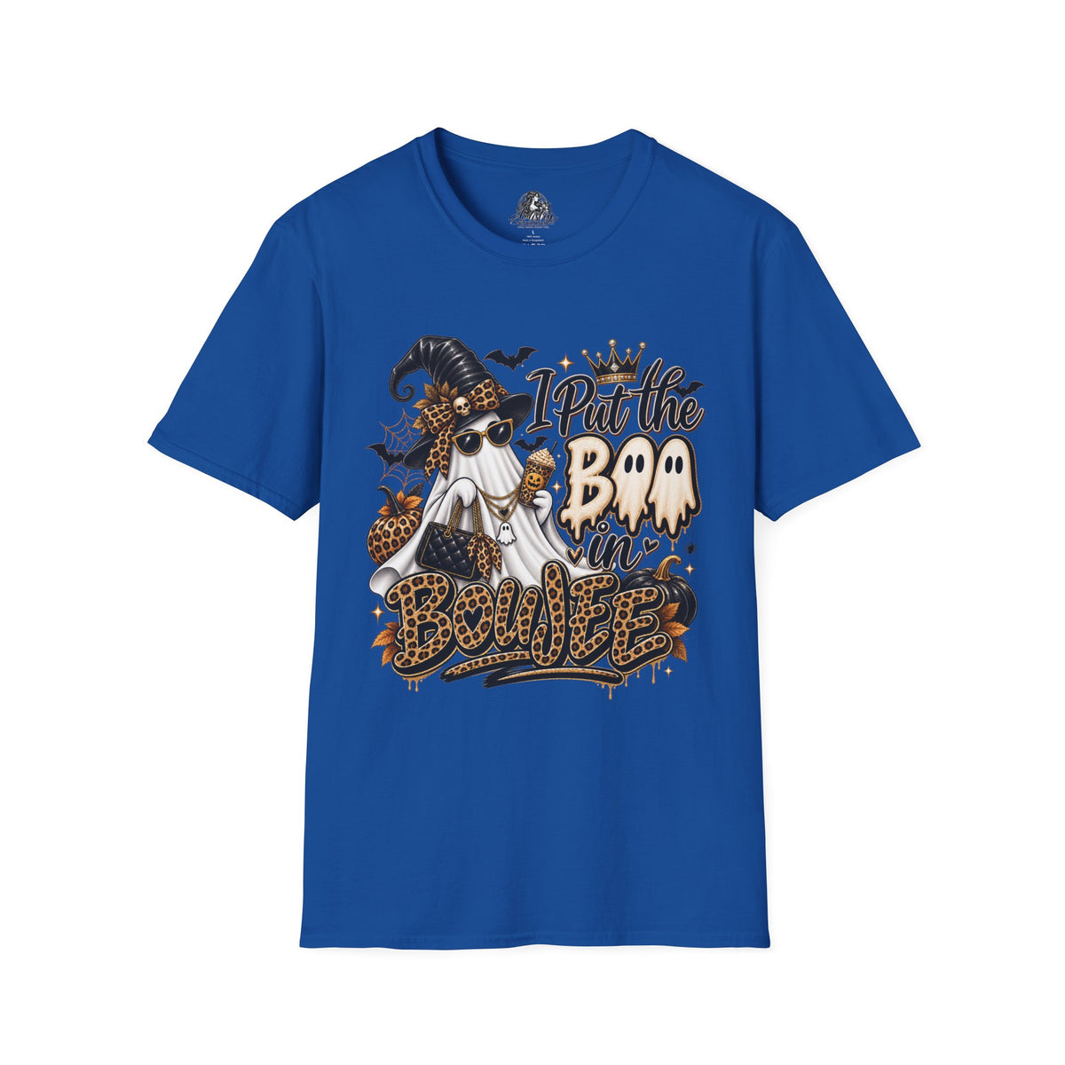 Boo in Boujee Halloween | Glam Ghost Design | Unisex Softstyle T-Shirt