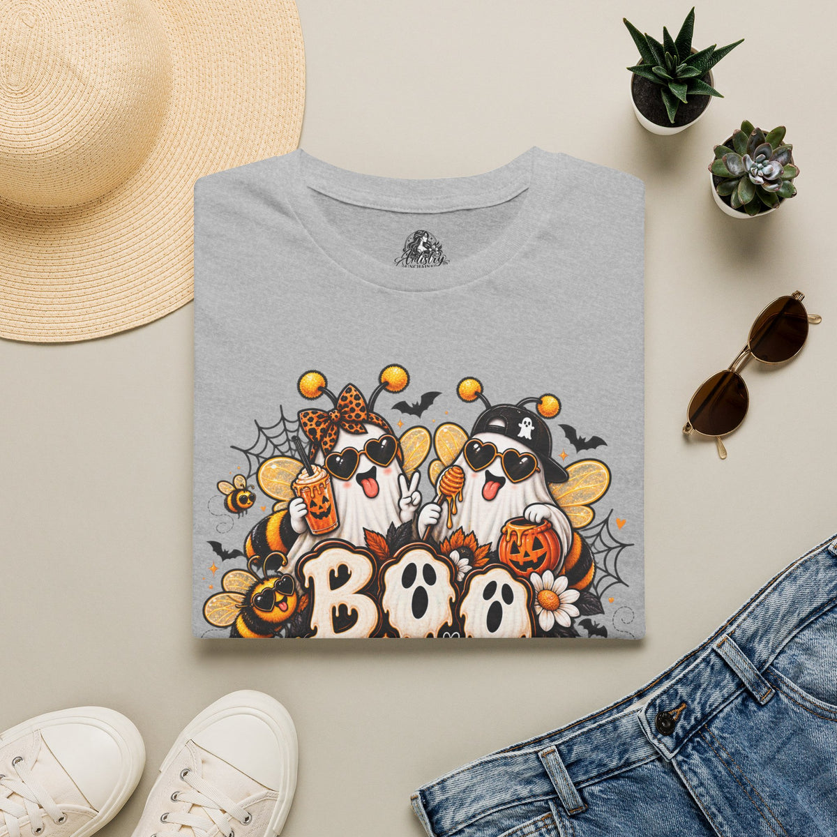 Boo Bees Halloween | Glam Ghost Design | Unisex Softstyle T-Shirt