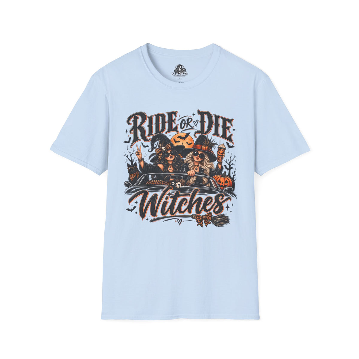 Ride or Die Witches Halloween | Glam Ghost Design | Unisex Softstyle T-Shirt