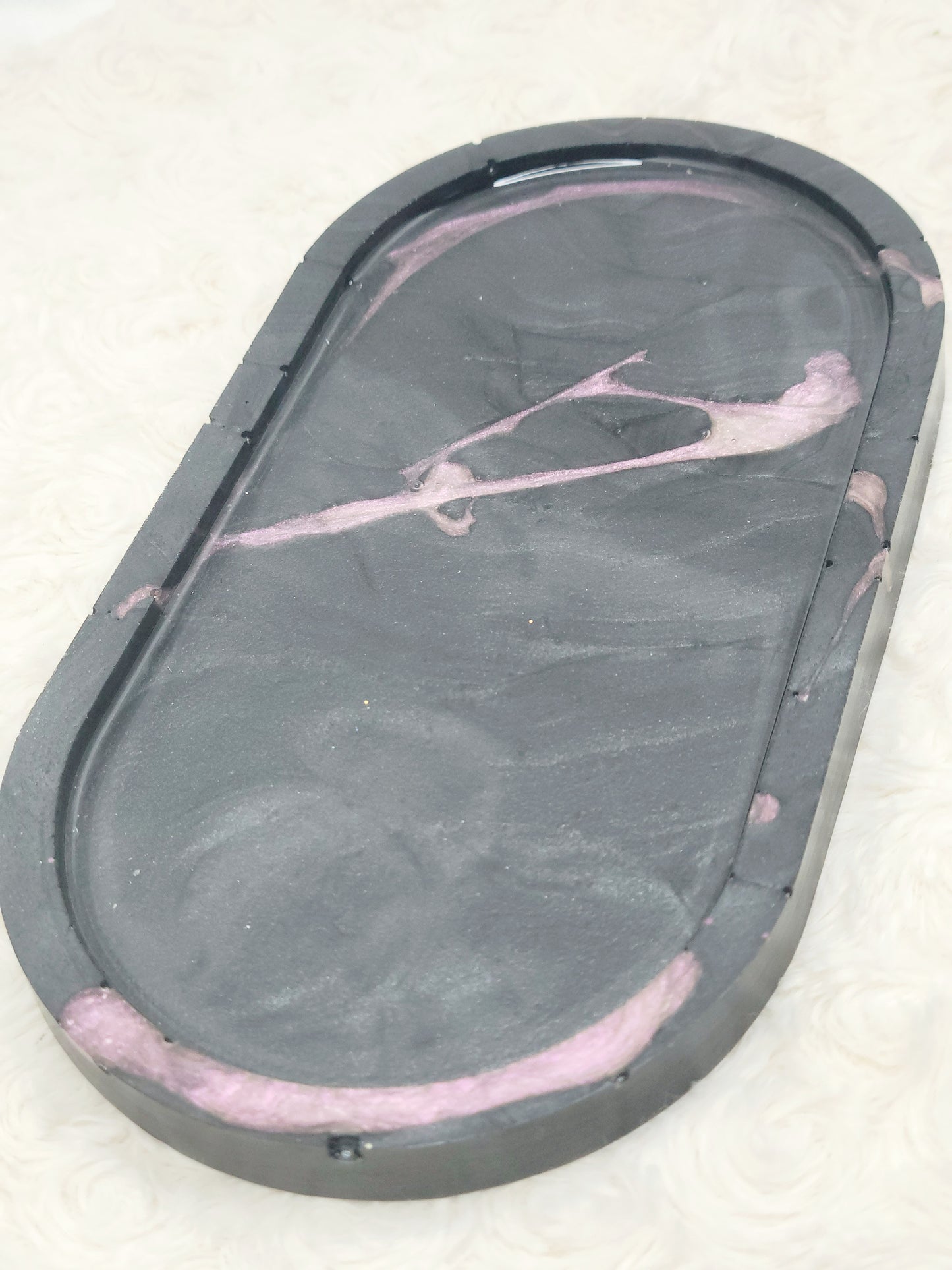 Charcoal and Chameleon Pink Trinket Tray