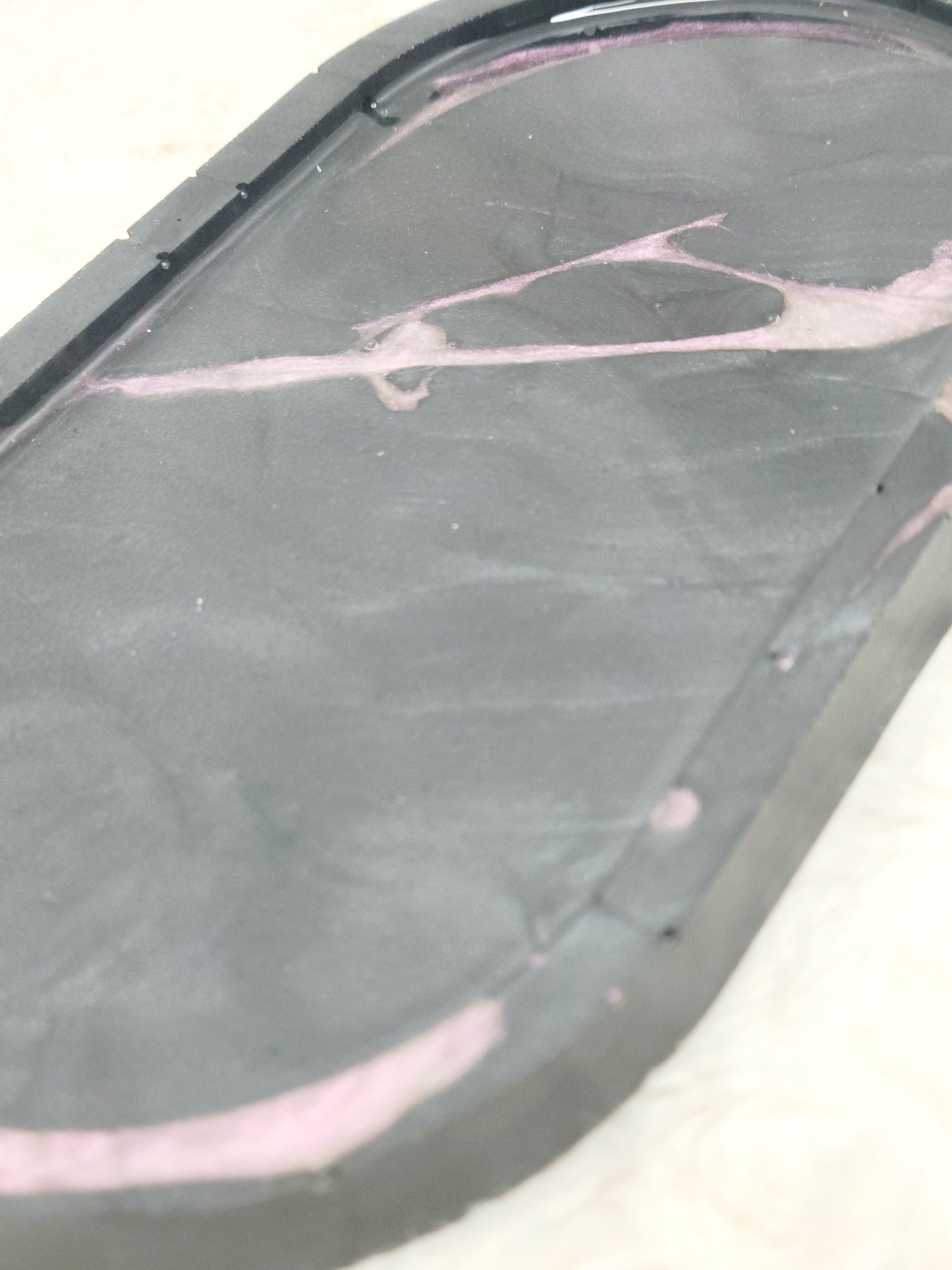 Charcoal and Chameleon Pink Trinket Tray