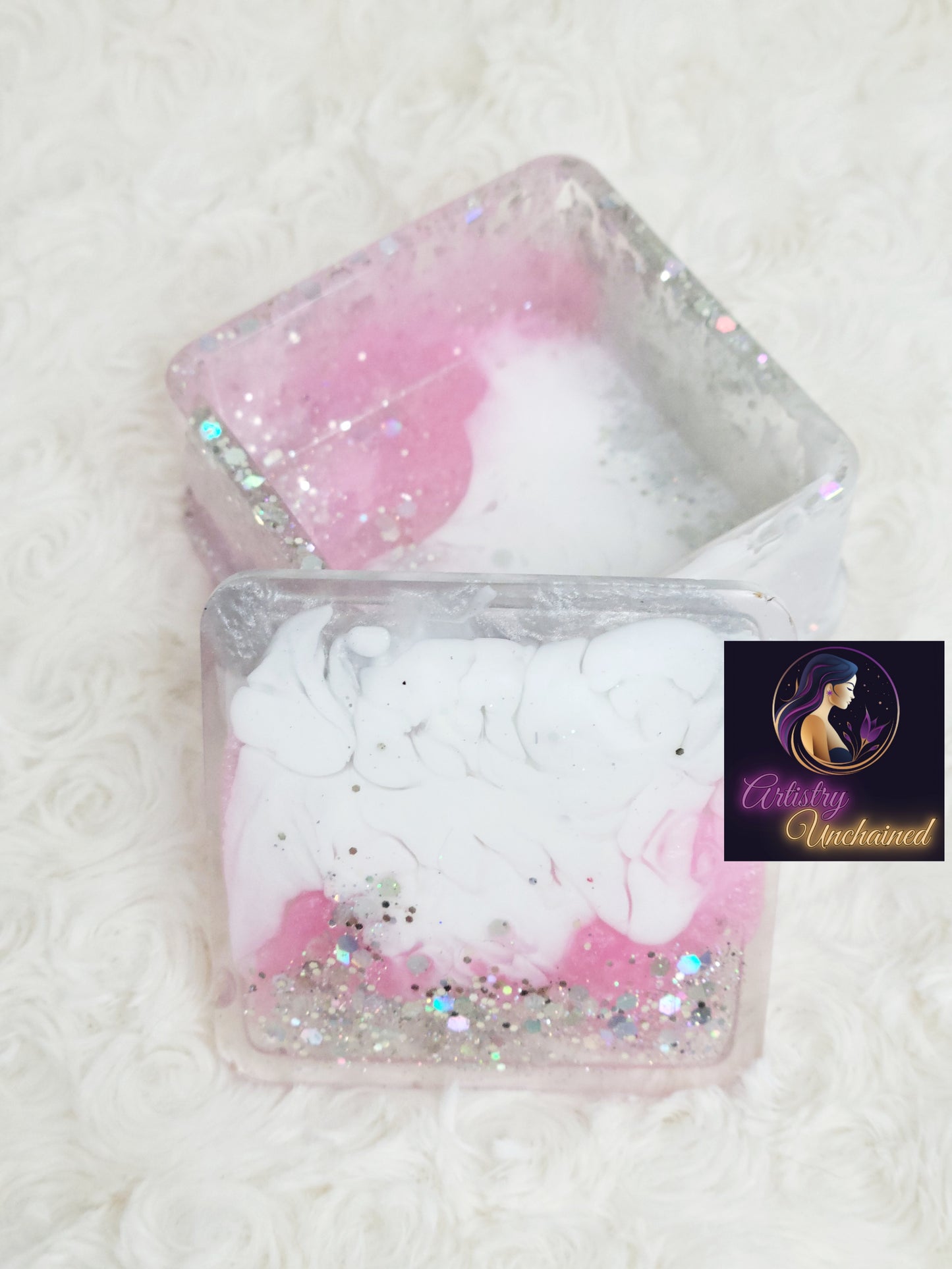 Holographic Silver Glitter Trinket Tray Set