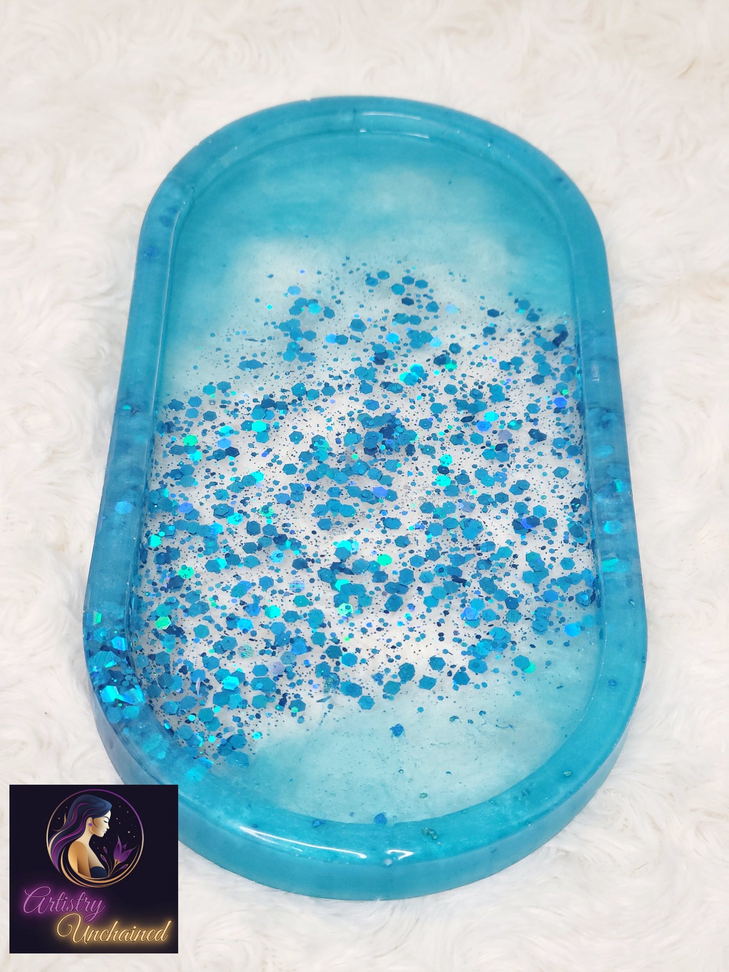 Holographic Blue Trinket Tray Set