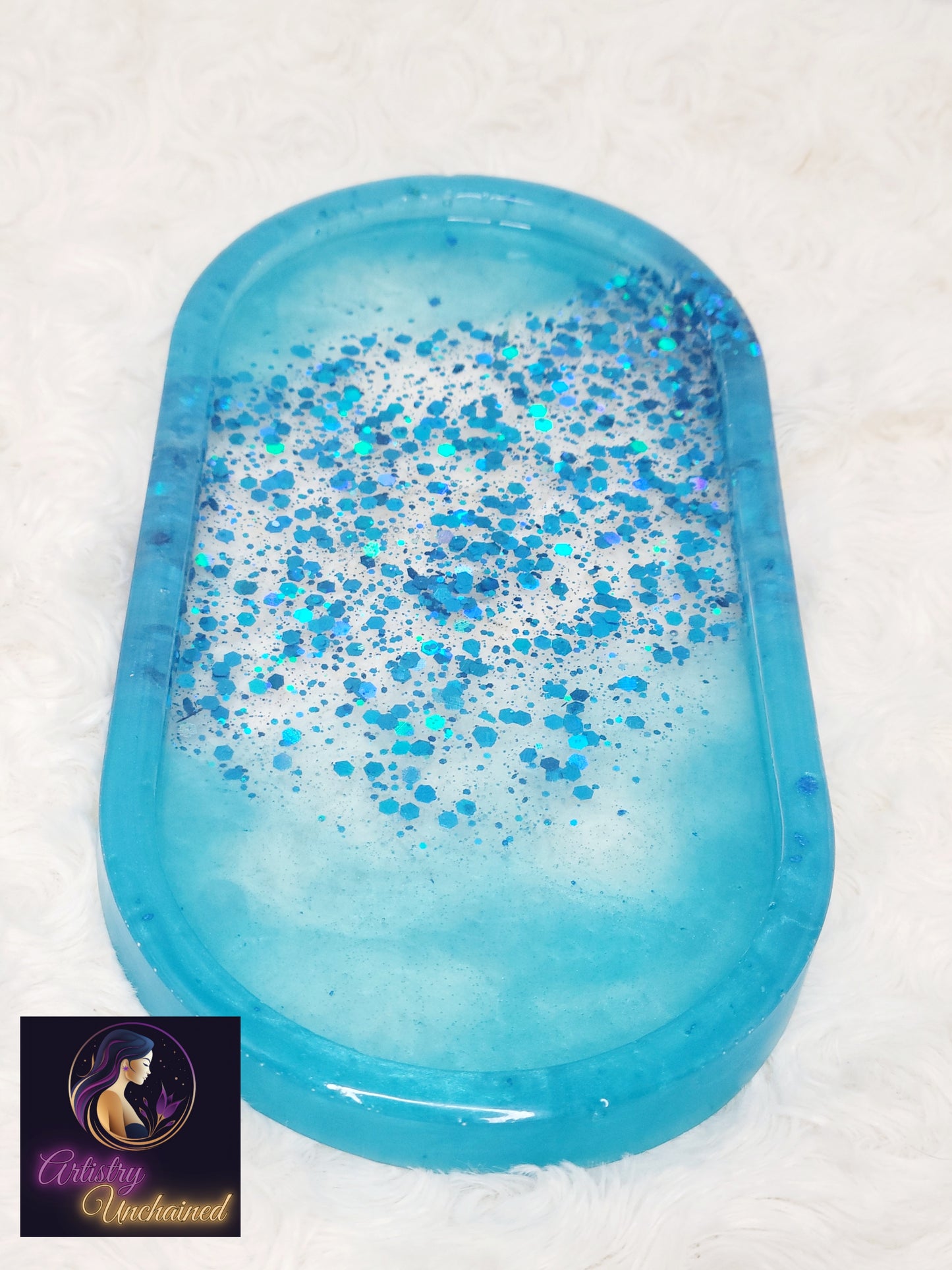 Holographic Blue Trinket Tray Set