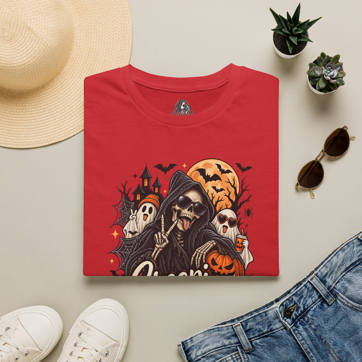 Creepin it Real Halloween | Glam Ghost Design | Unisex Softstyle T-Shirt