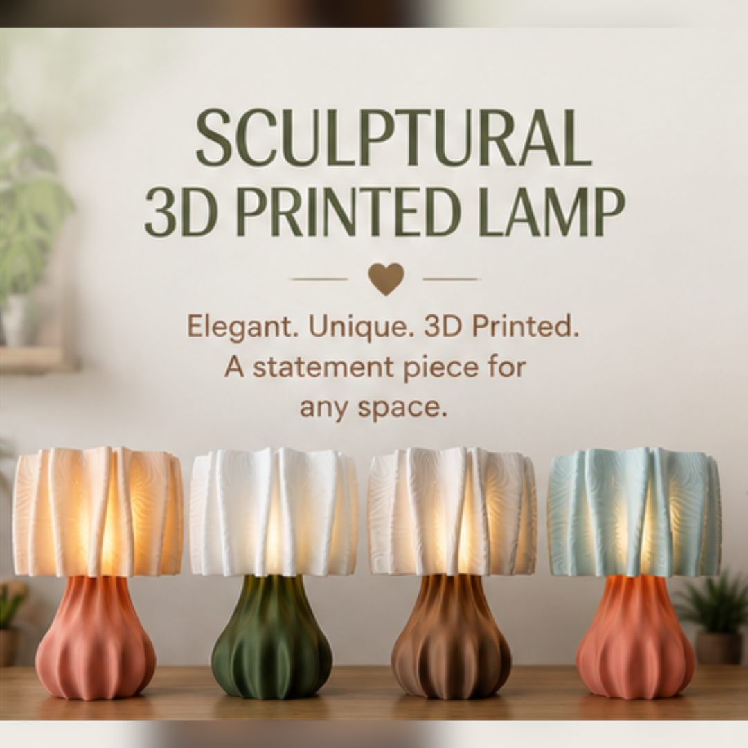 Sculptural 3D Printed Table Lamp | Modern Organic Accent Lamp