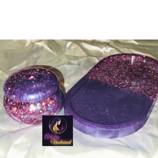 Holographic Purple Trinket Tray Set
