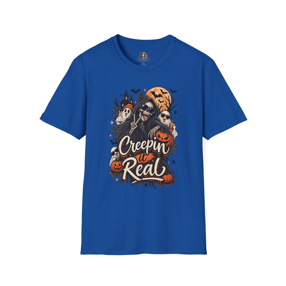 Creepin it Real Halloween | Glam Ghost Design | Unisex Softstyle T-Shirt