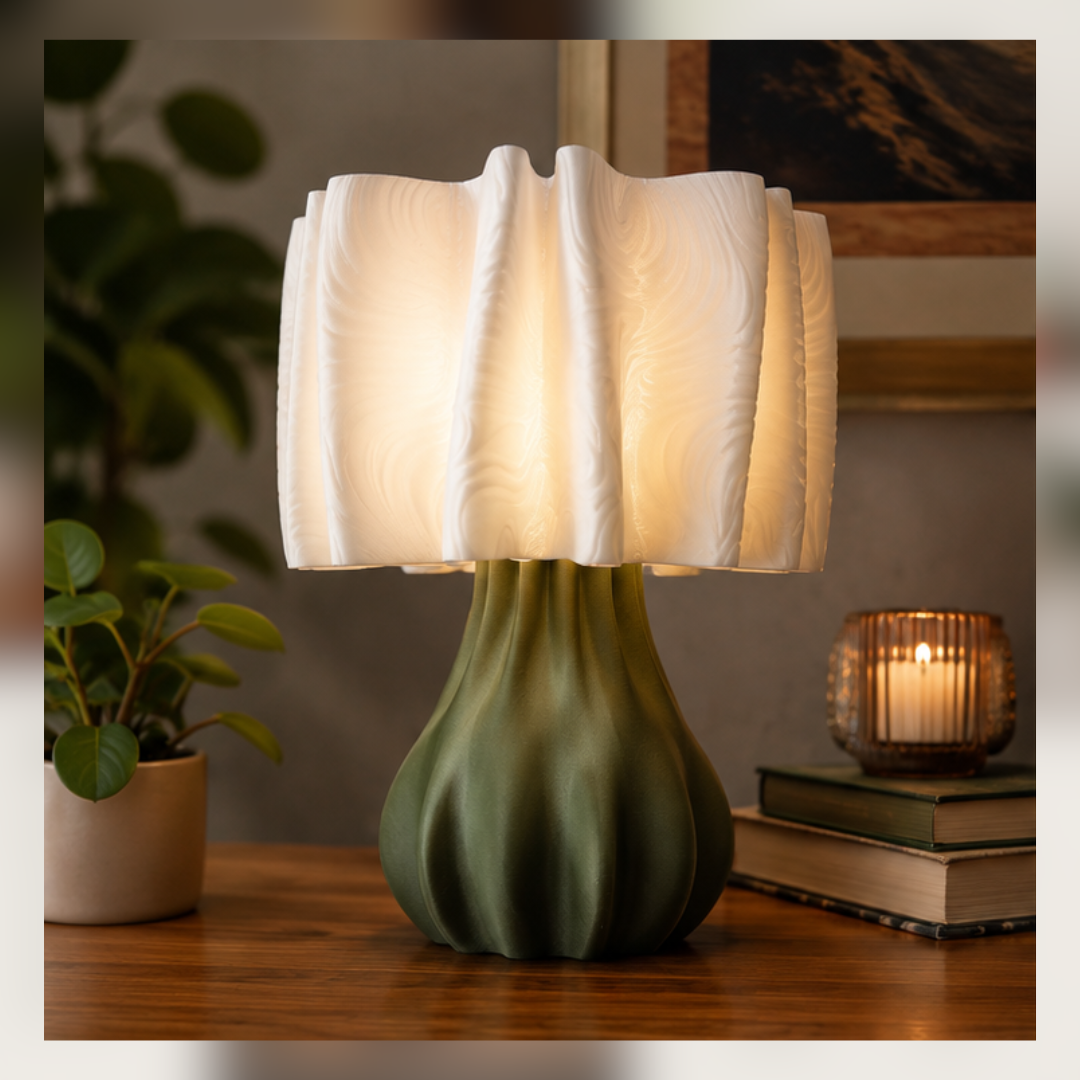 Sculptural 3D Printed Table Lamp | Modern Organic Accent Lamp