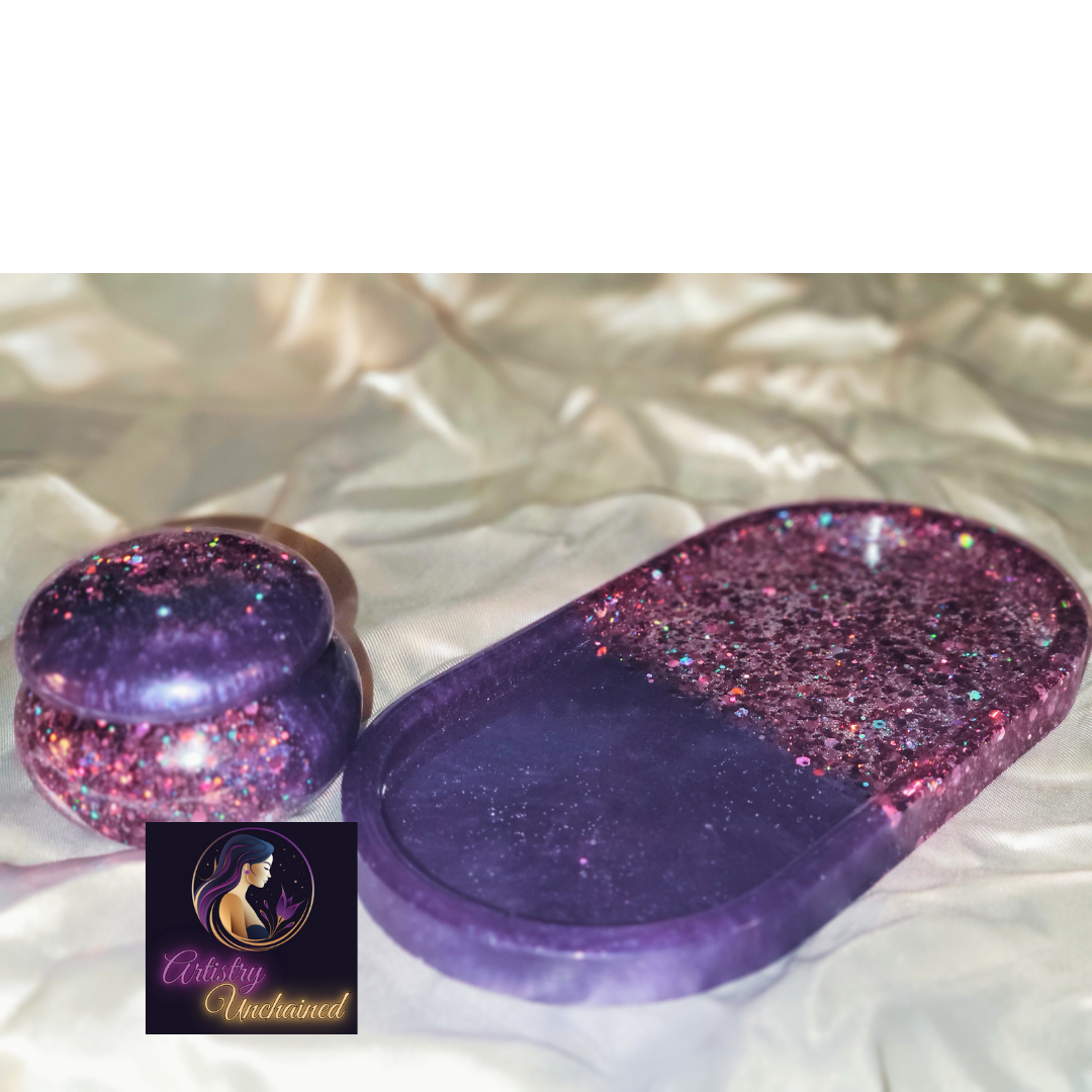 Holographic Purple Trinket Tray Set