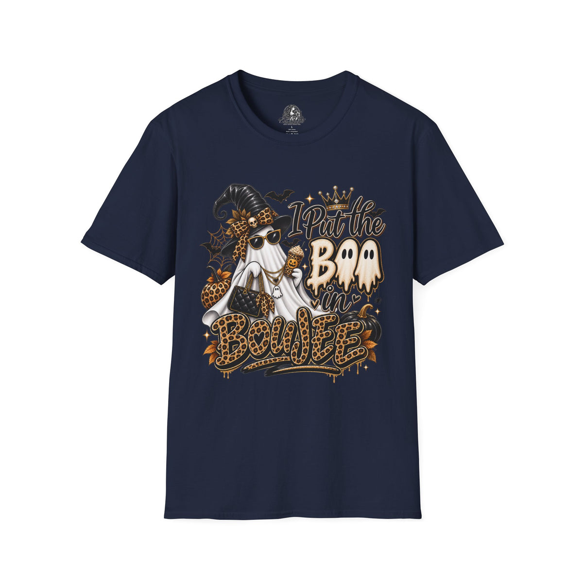 Boo in Boujee Halloween | Glam Ghost Design | Unisex Softstyle T-Shirt