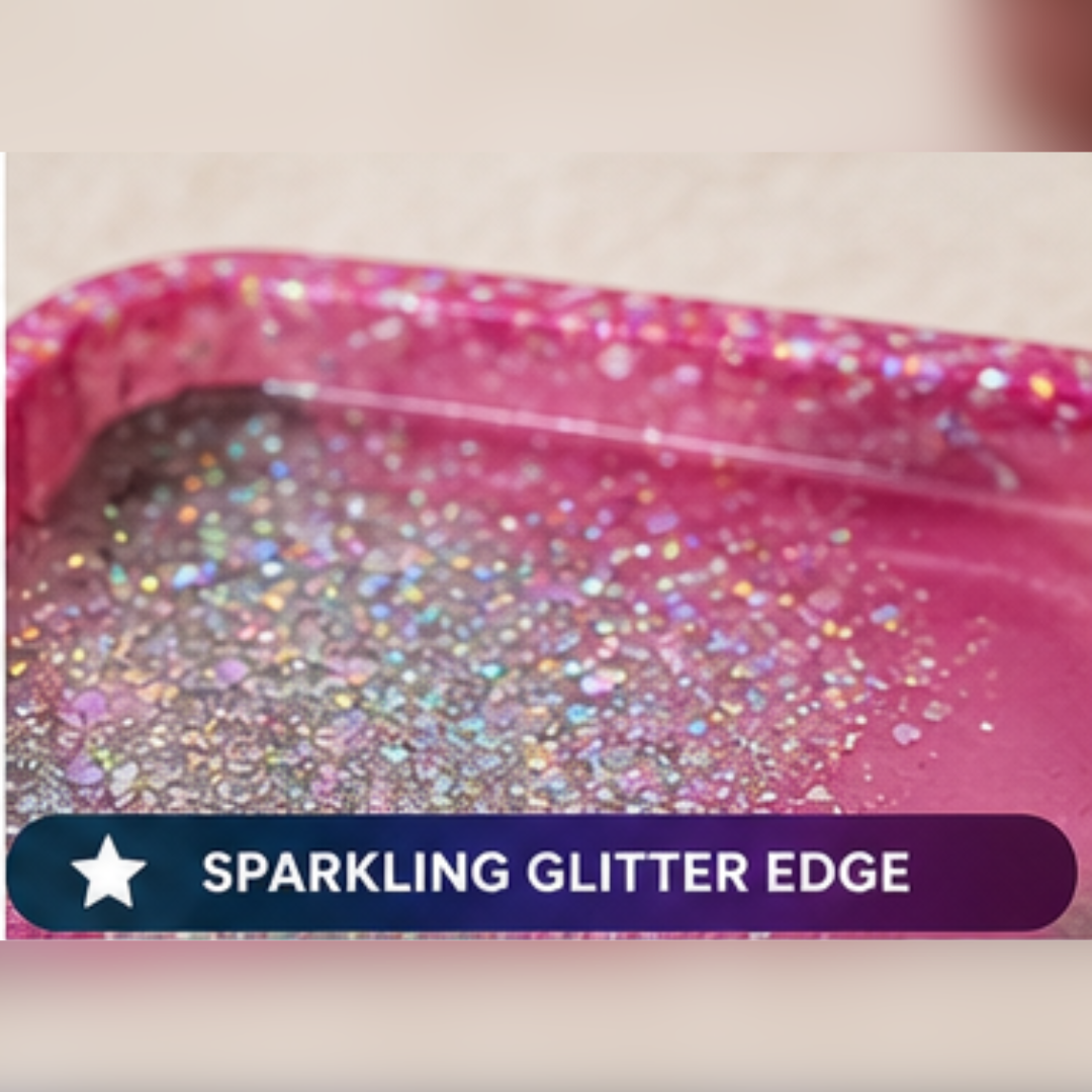 Pink & Silver Glitter Resin Tray | Handmade Jewelry Organizer | Decorative Vanity Catchall | Glam Home Décor | 10" x 6"