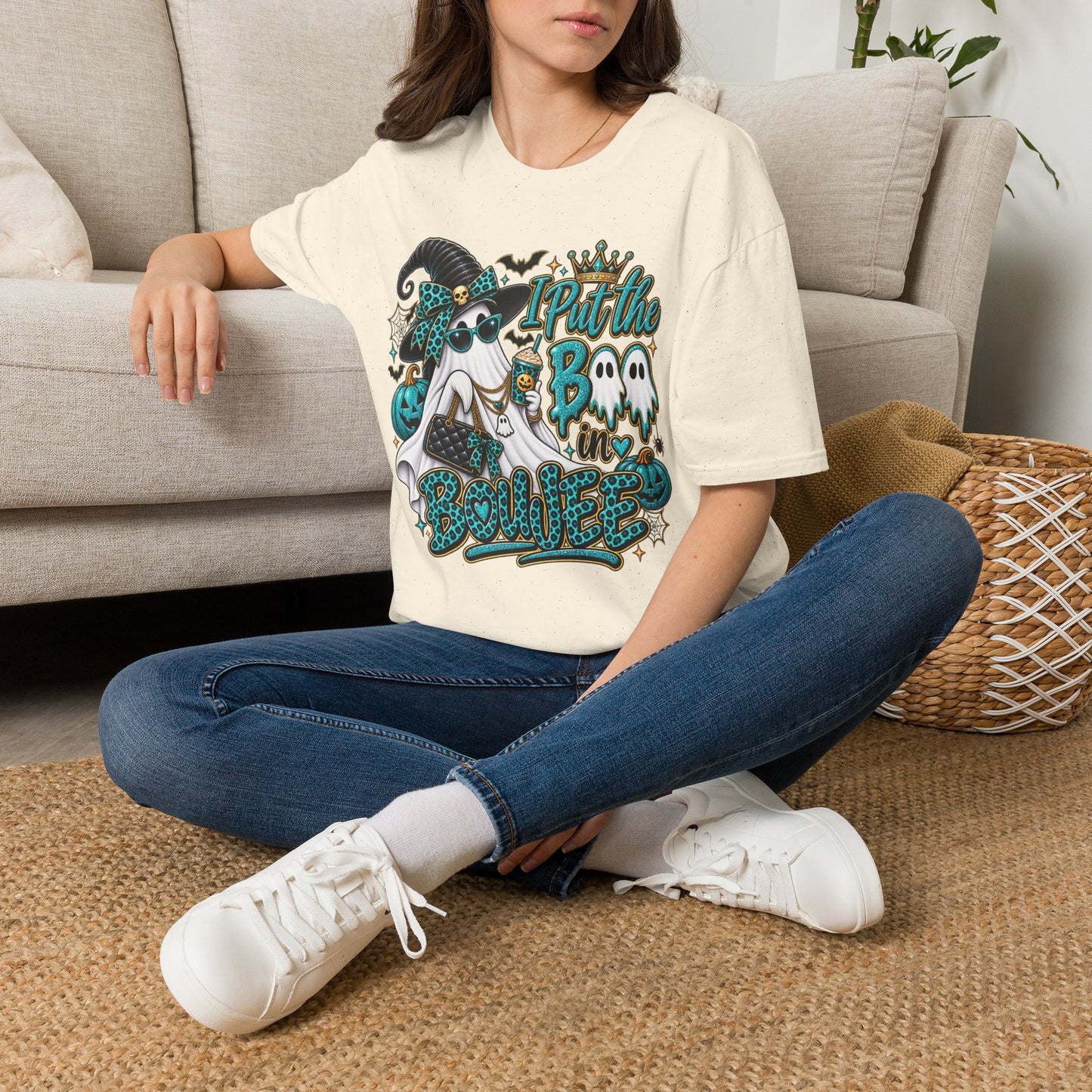 Boo in Boujee Halloween | Glam Ghost Design | Unisex Softstyle T-Shirt