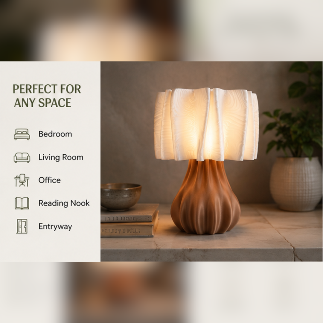 Sculptural 3D Printed Table Lamp | Modern Organic Accent Lamp