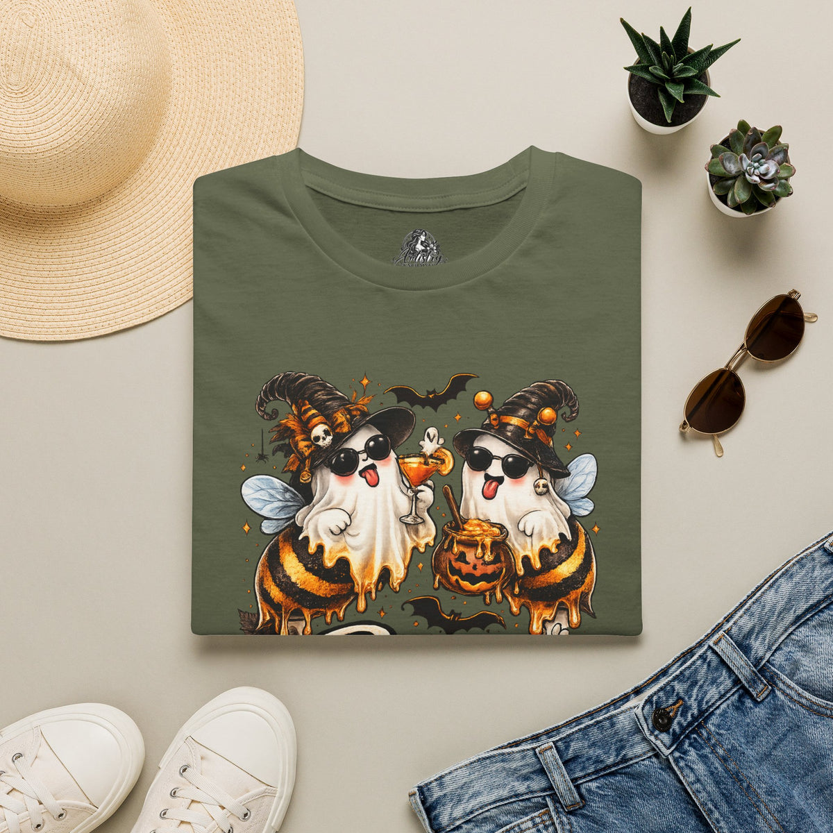 Boo Bees Halloween | Glam Ghost Design | Unisex Softstyle T-Shirt