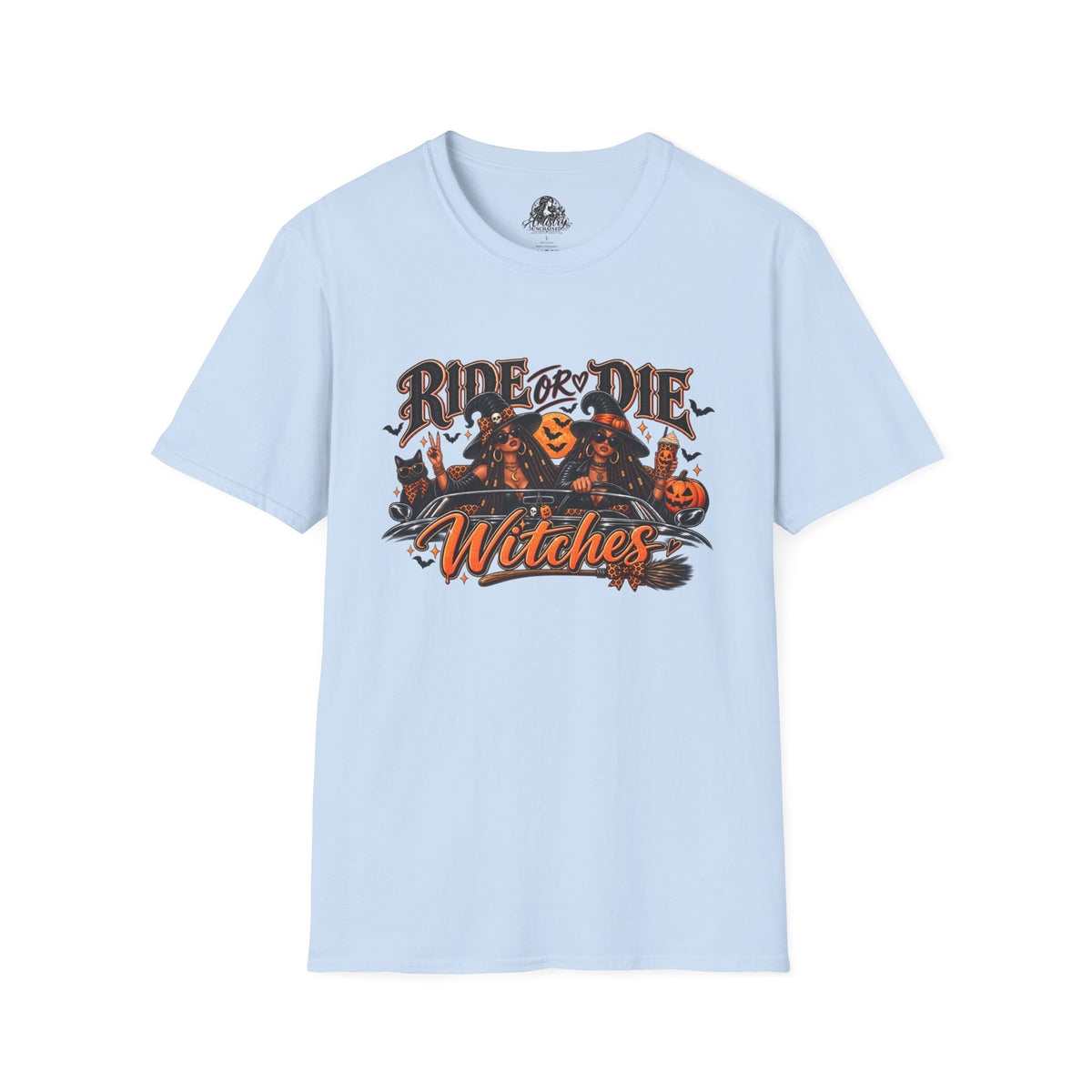 Ride or Die Witches Halloween | Glam Ghost Design | Unisex Softstyle T-Shirt