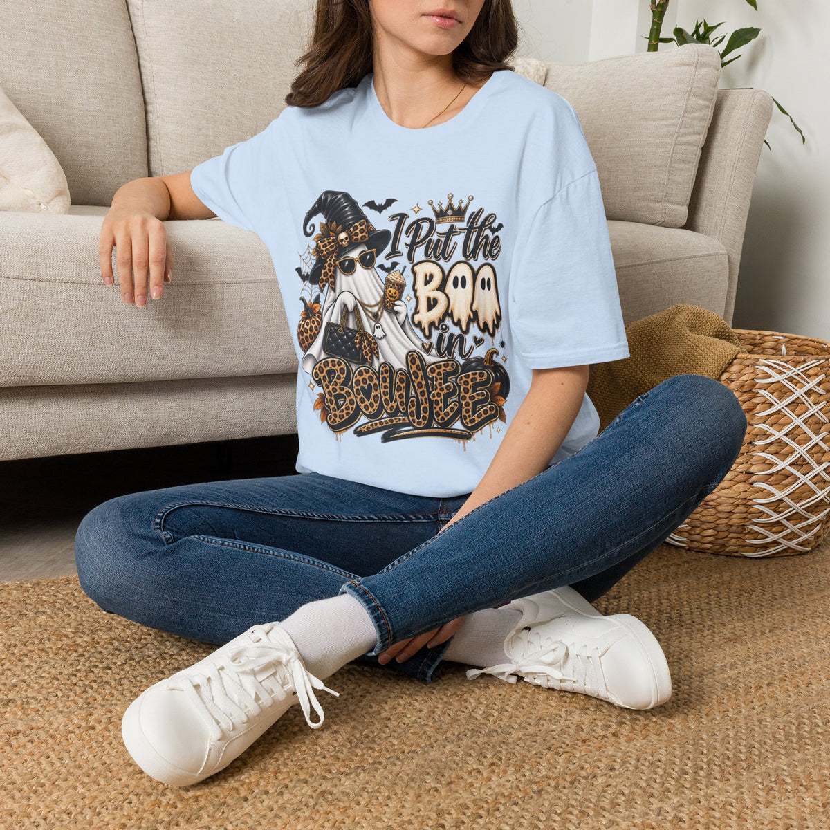 Boo in Boujee Halloween | Glam Ghost Design | Unisex Softstyle T-Shirt