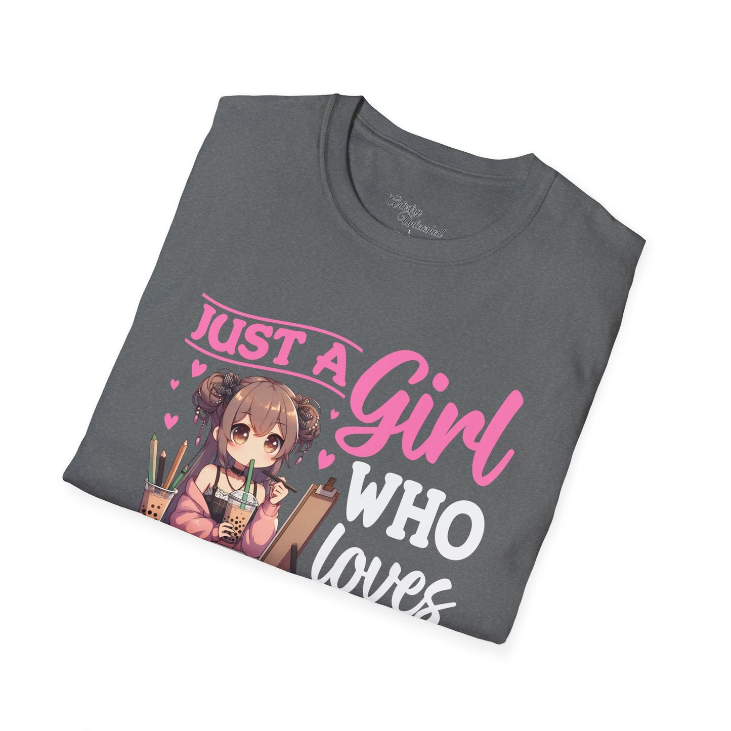 Girl Who Loves Anime White Unisex Softstyle T-Shirt