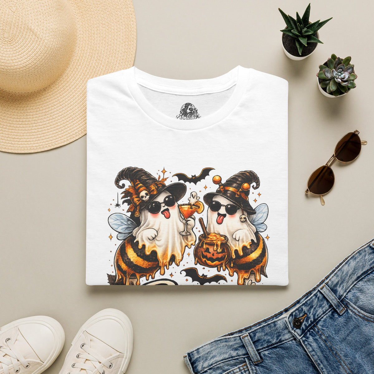 Boo Bees Halloween | Glam Ghost Design | Unisex Softstyle T-Shirt